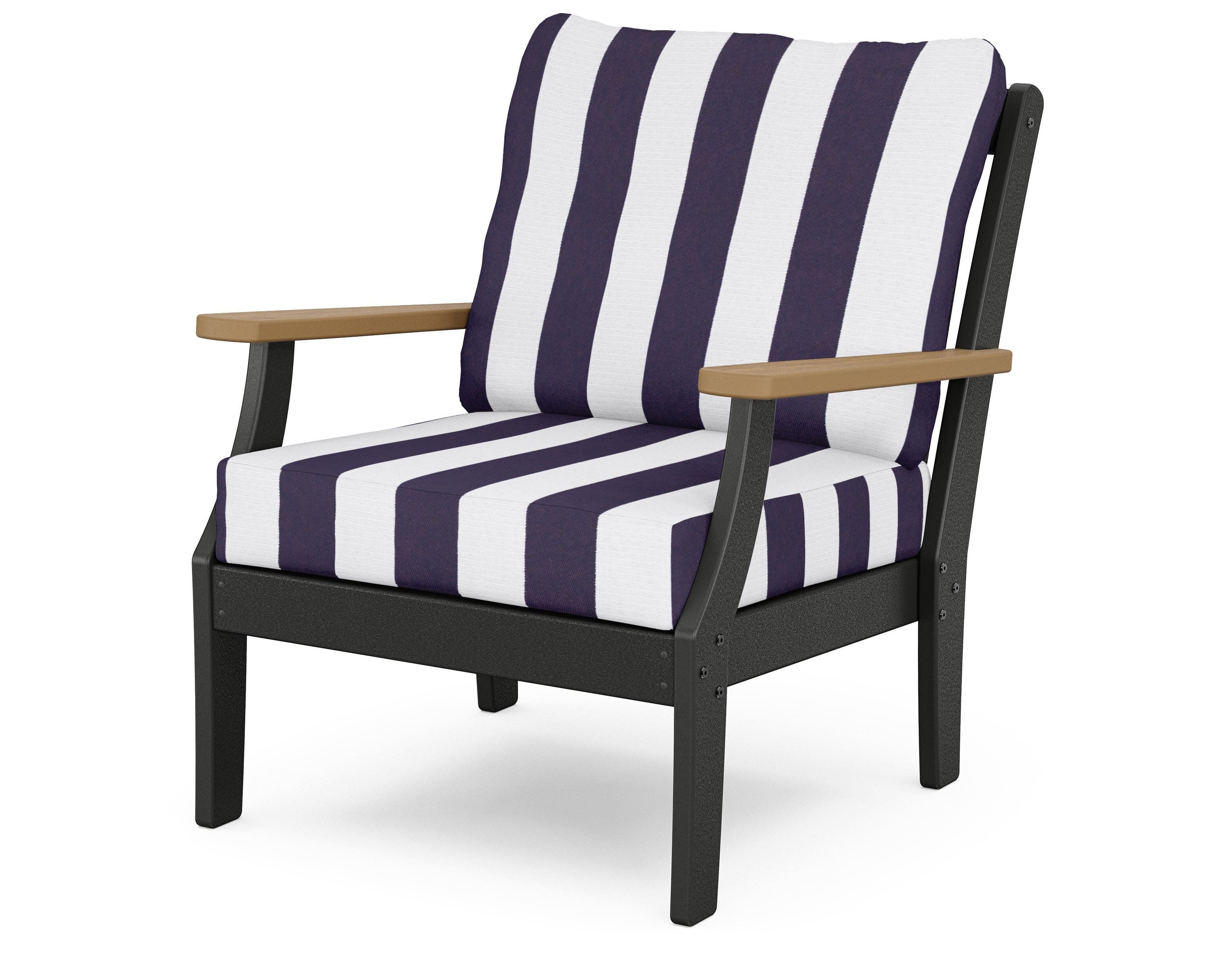 Braxton Deep Seating Chair in Black / Natural / Cabana Stripe Navy