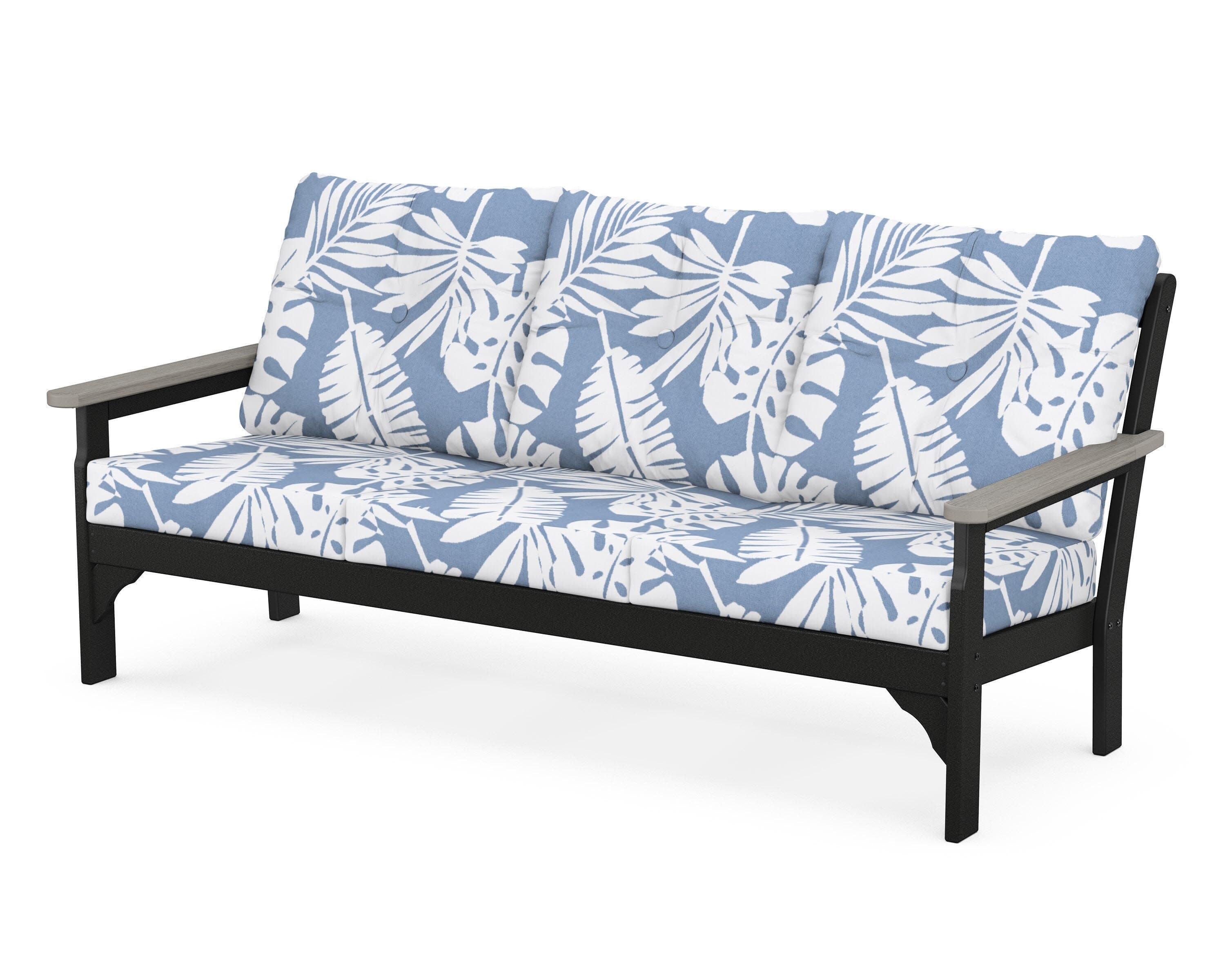 Vineyard Deep Seating Sofa in Black / Driftwood / Leaf Sky Blue