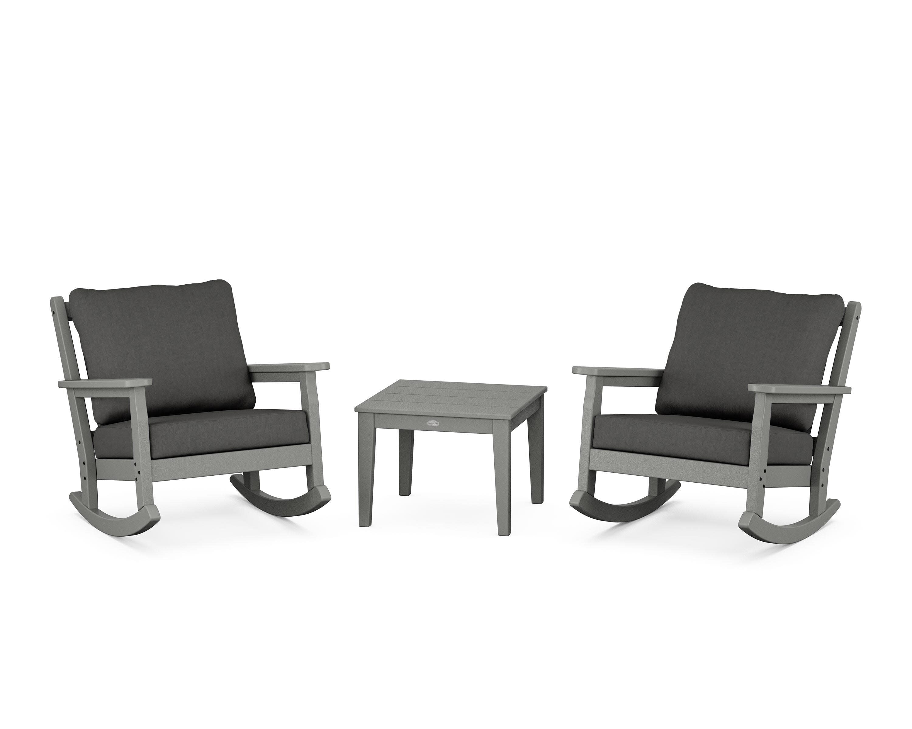 Chippendale 3-Piece Deep Seating Rocker Set in Slate Grey / Spectrum Carbon