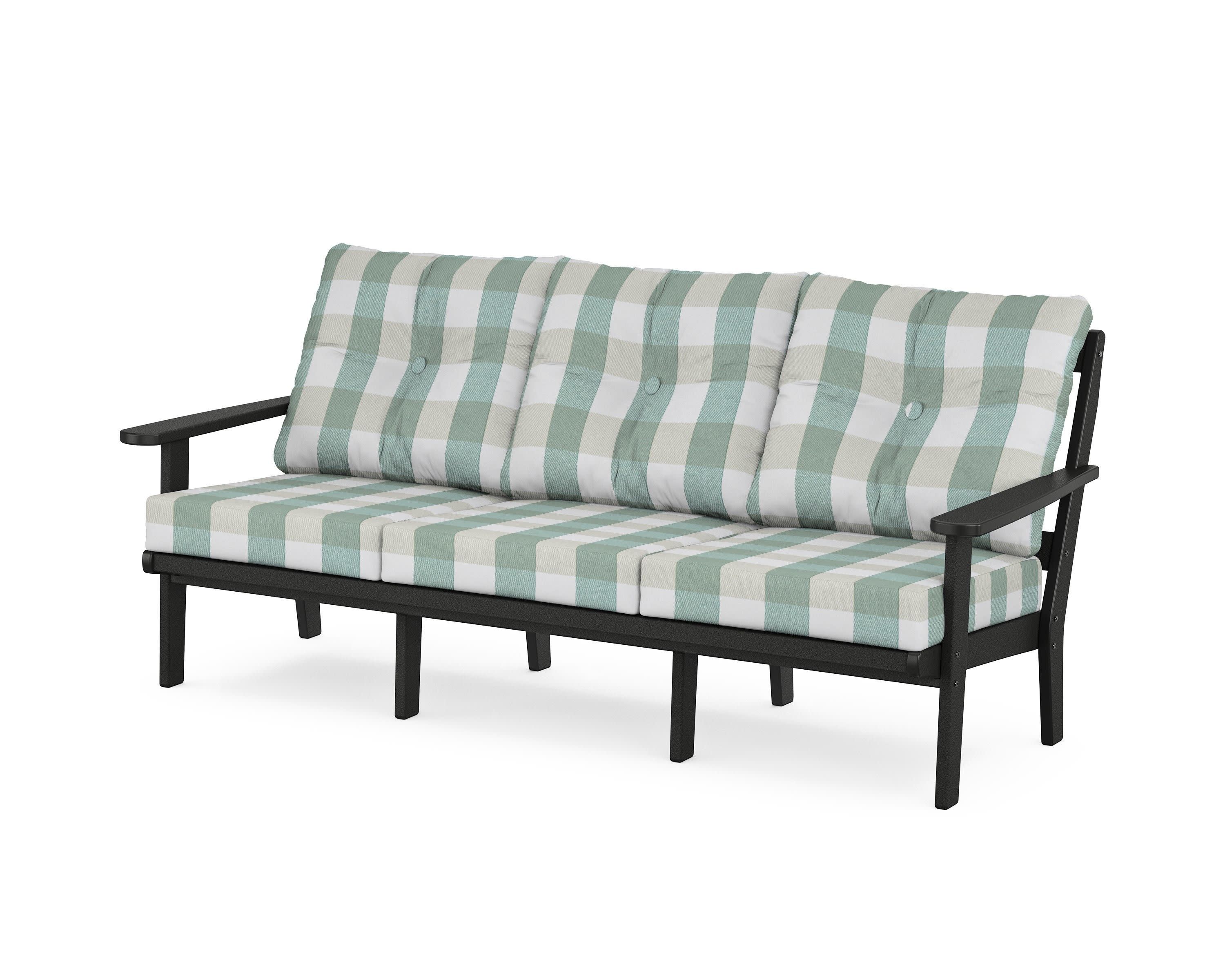 Mission Deep Seating Sofa in Black / Buffalo Plaid Glacier Spa