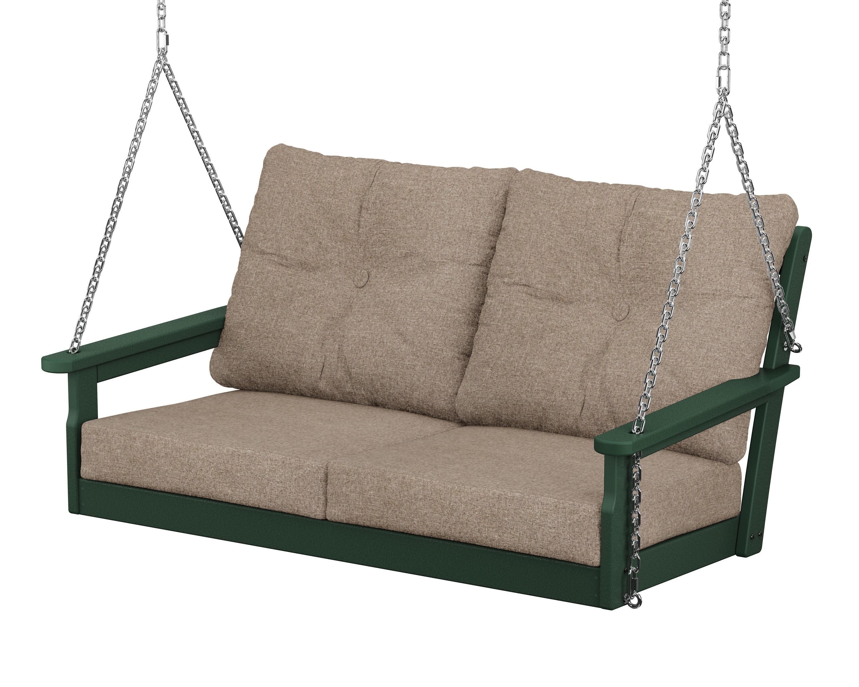 Vineyard Deep Seating Swing in Green / Spiced Burlap
