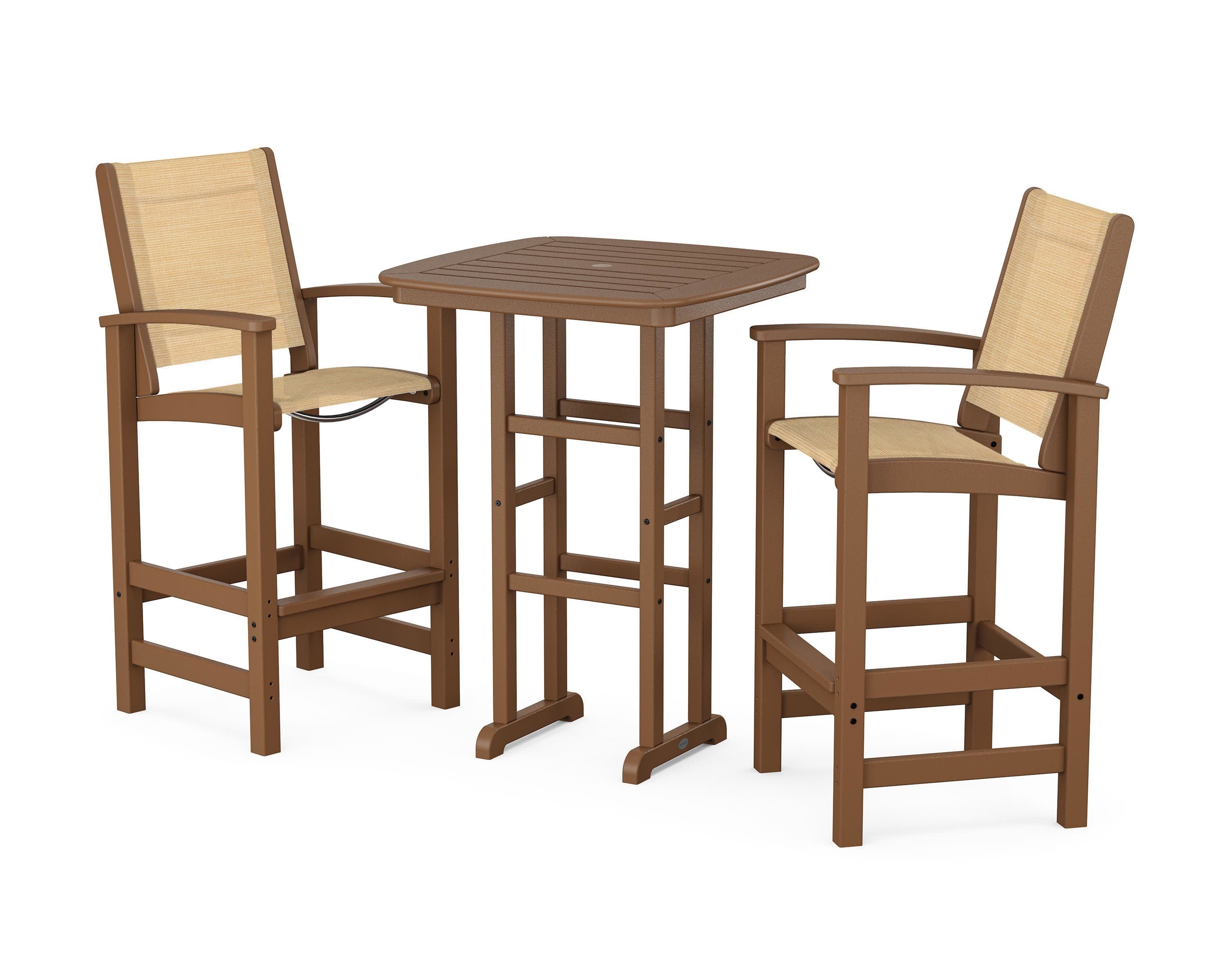 Coastal 3-Piece Bar Set in Teak / Dupioni Apricot Sling