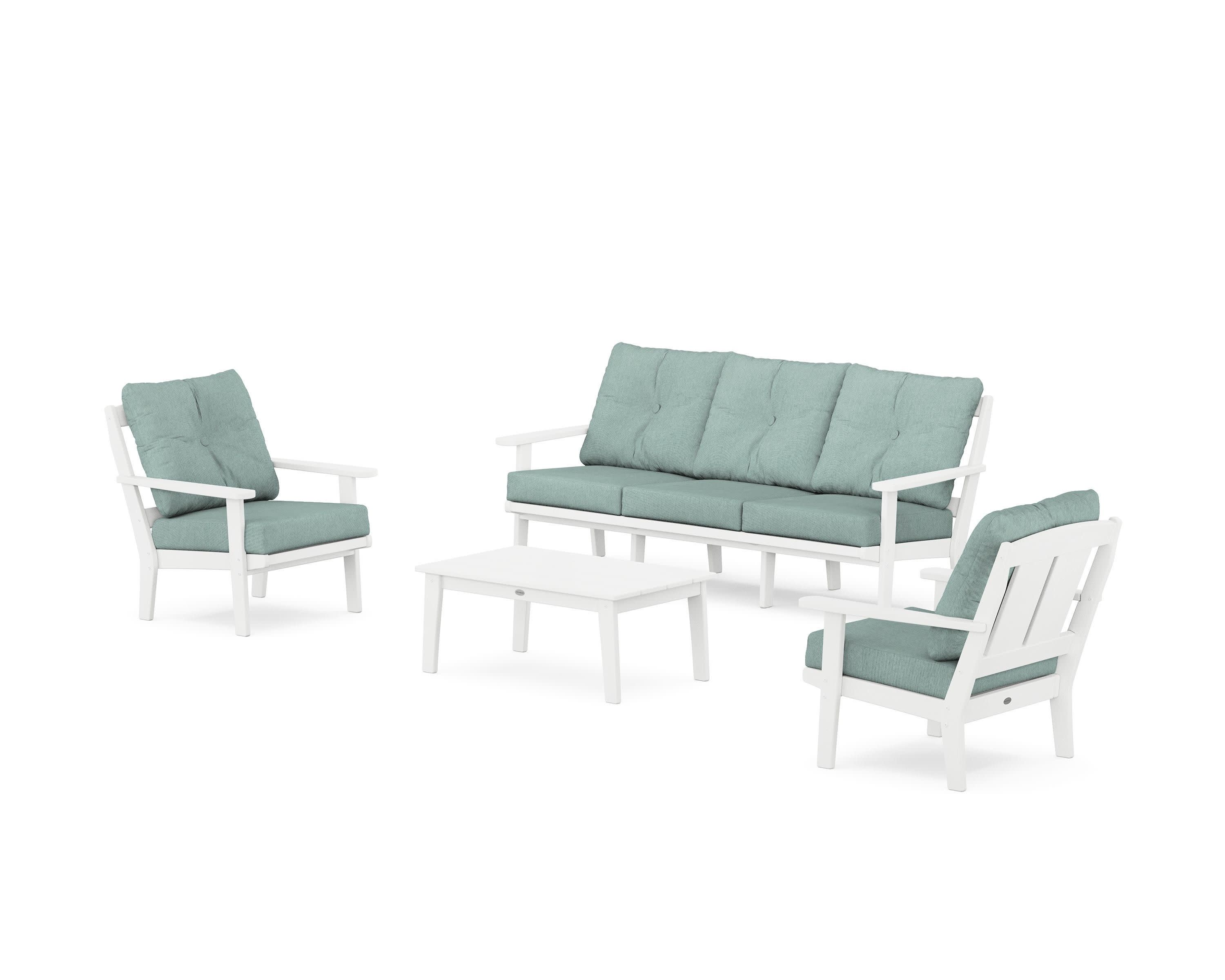 Mission 4-Piece Deep Seating Set with Sofa in White / Glacier Spa