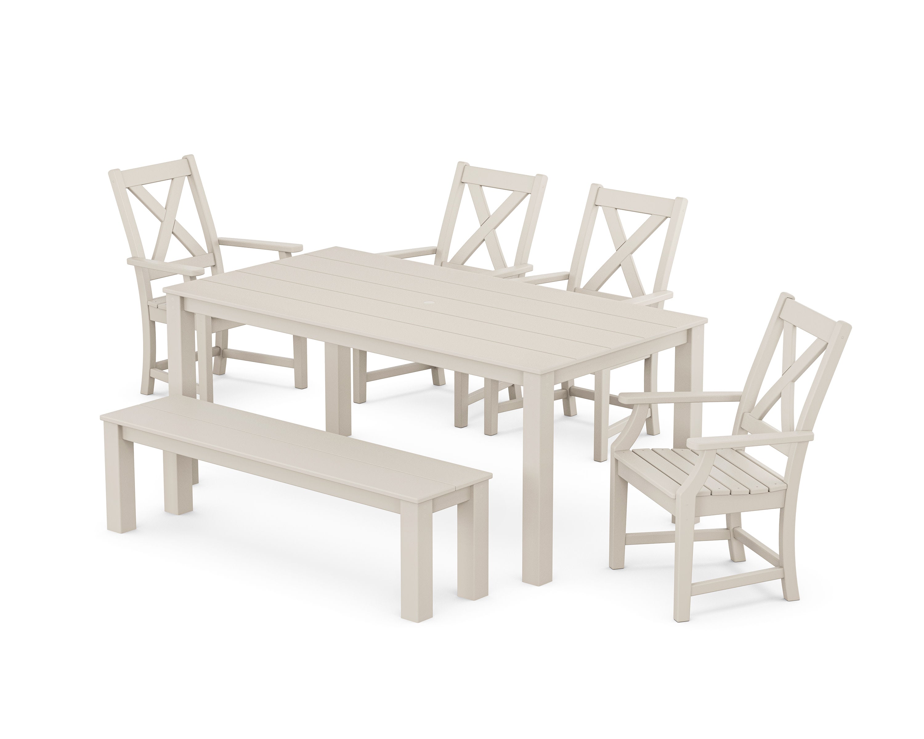 Braxton 6-Piece Parsons Dining Set with Bench in Sand