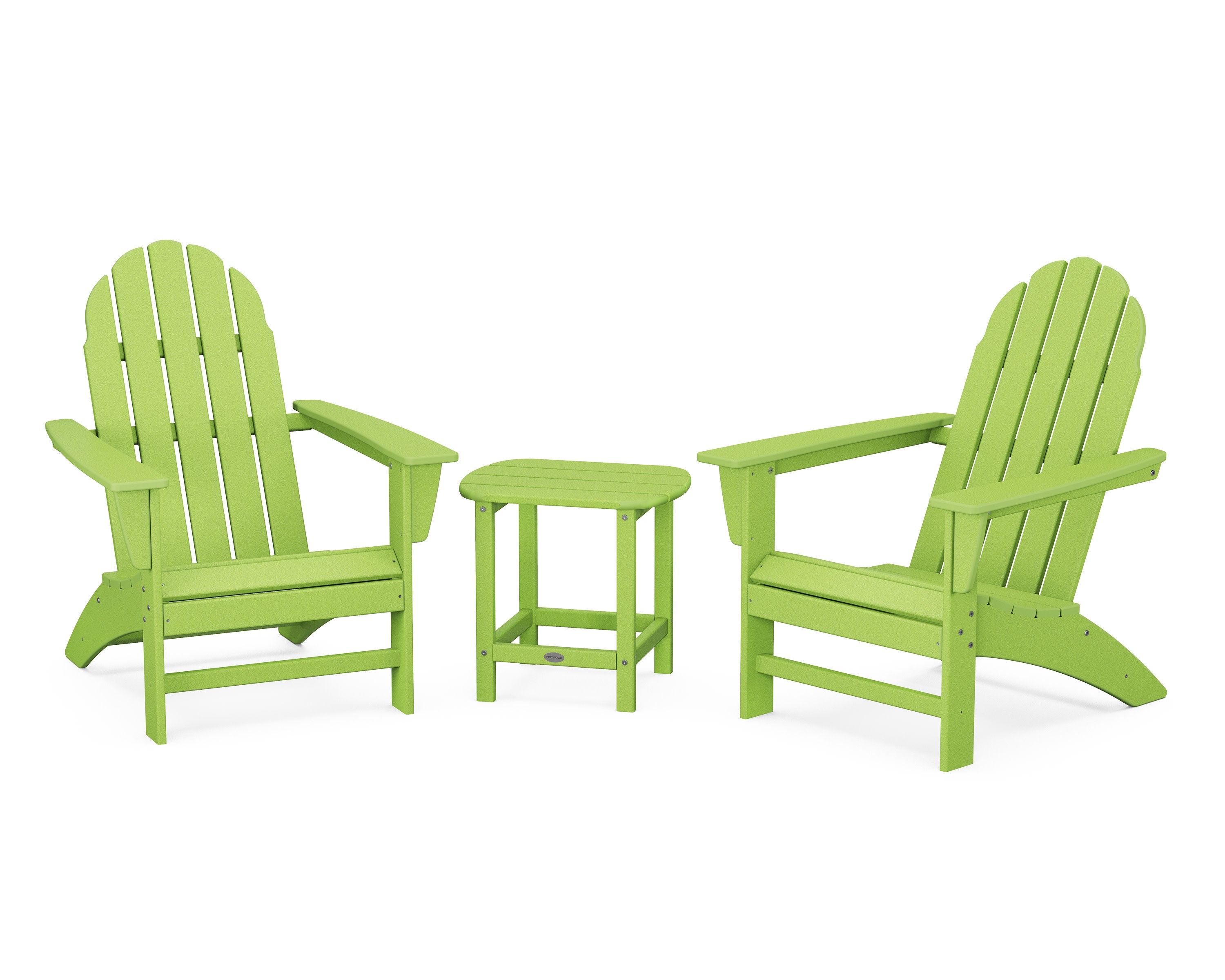 Vineyard 3-Piece Adirondack Set with South Beach 18" Side Table in Lime
