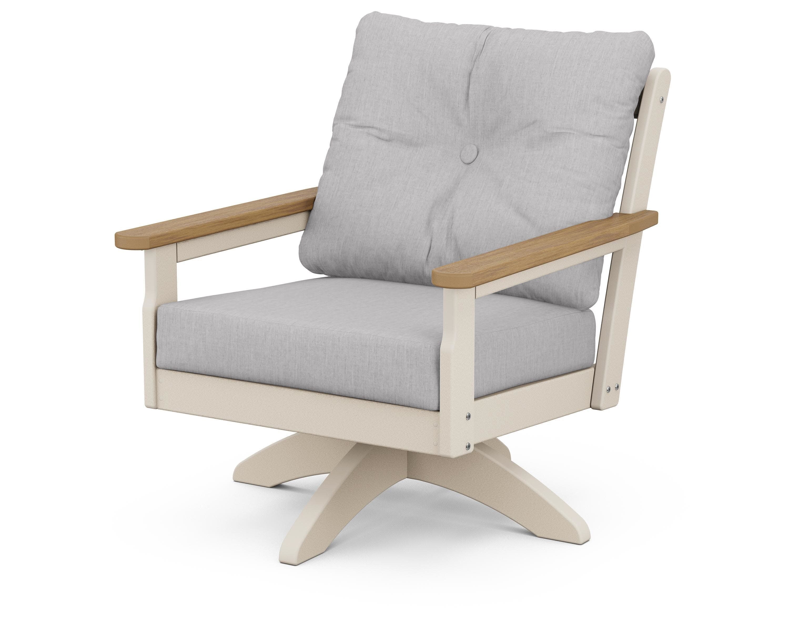 Vineyard Deep Seating Swivel Chair in Sand / Natural / Granite