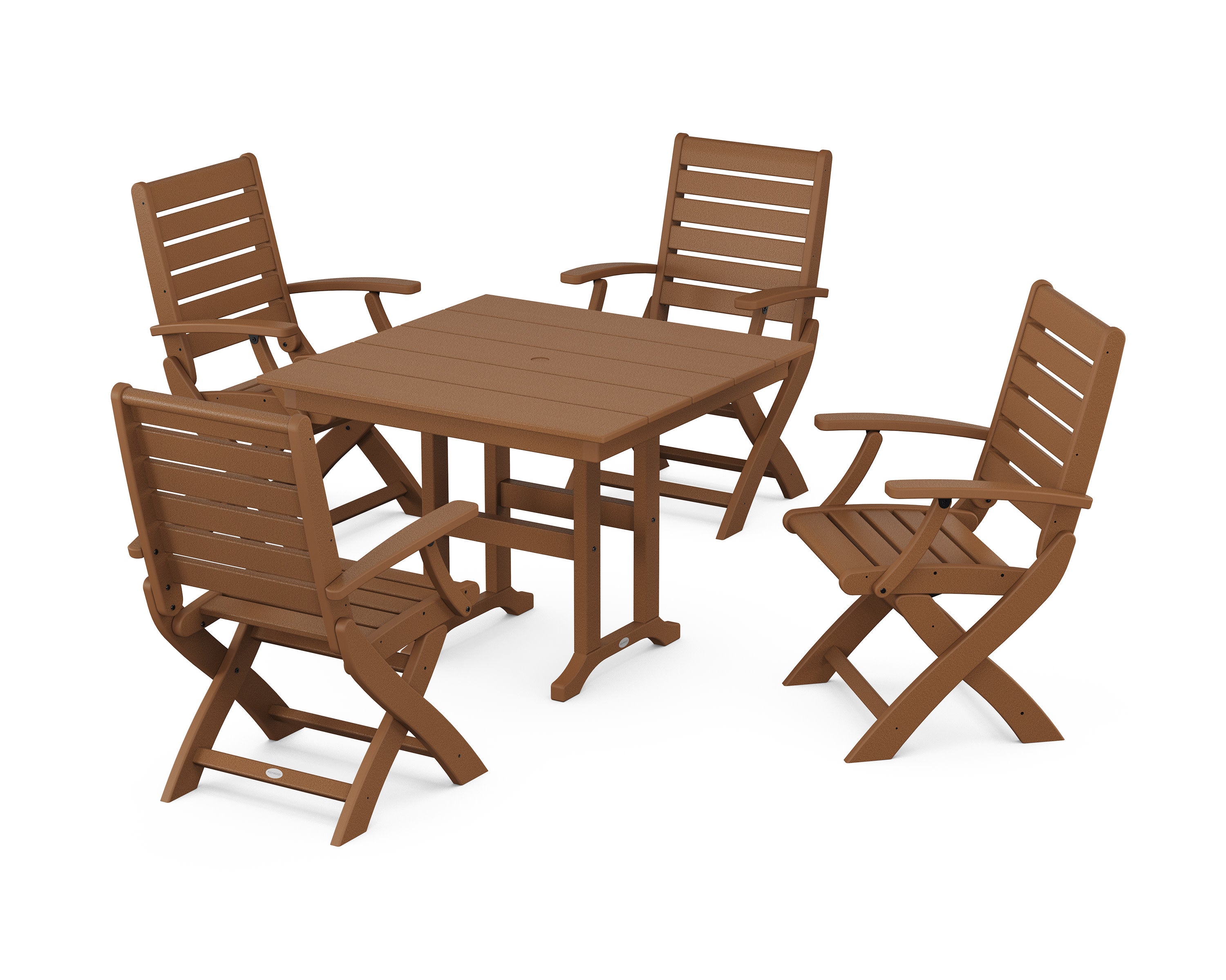 Signature Folding Chair 5-Piece Farmhouse Dining Set in Teak