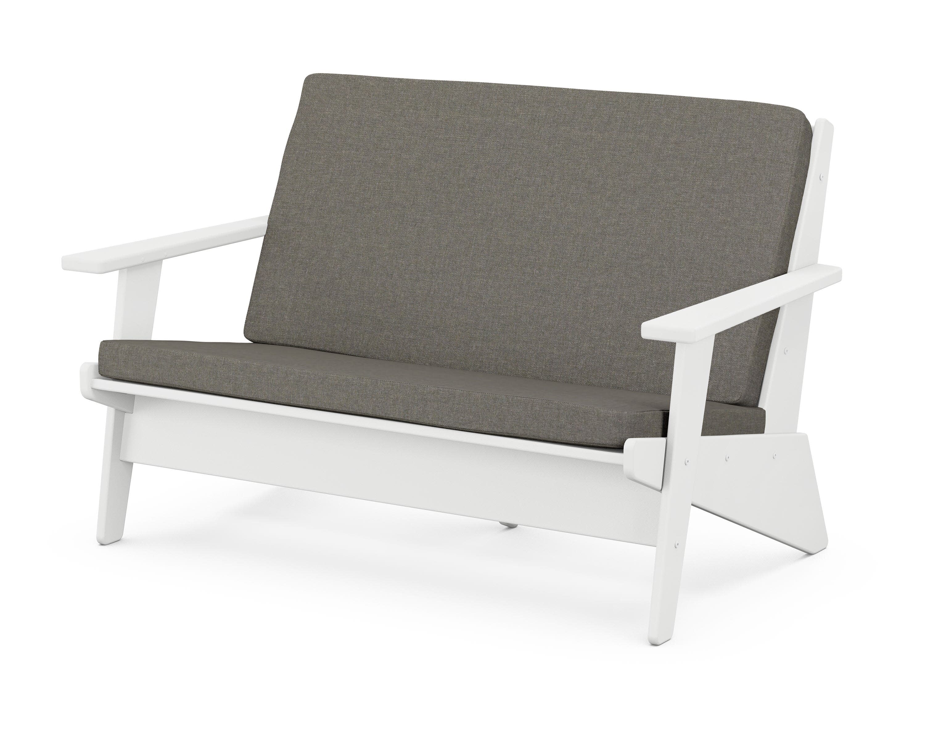 Riviera Modern Lounge Loveseat in White / Blend Coal