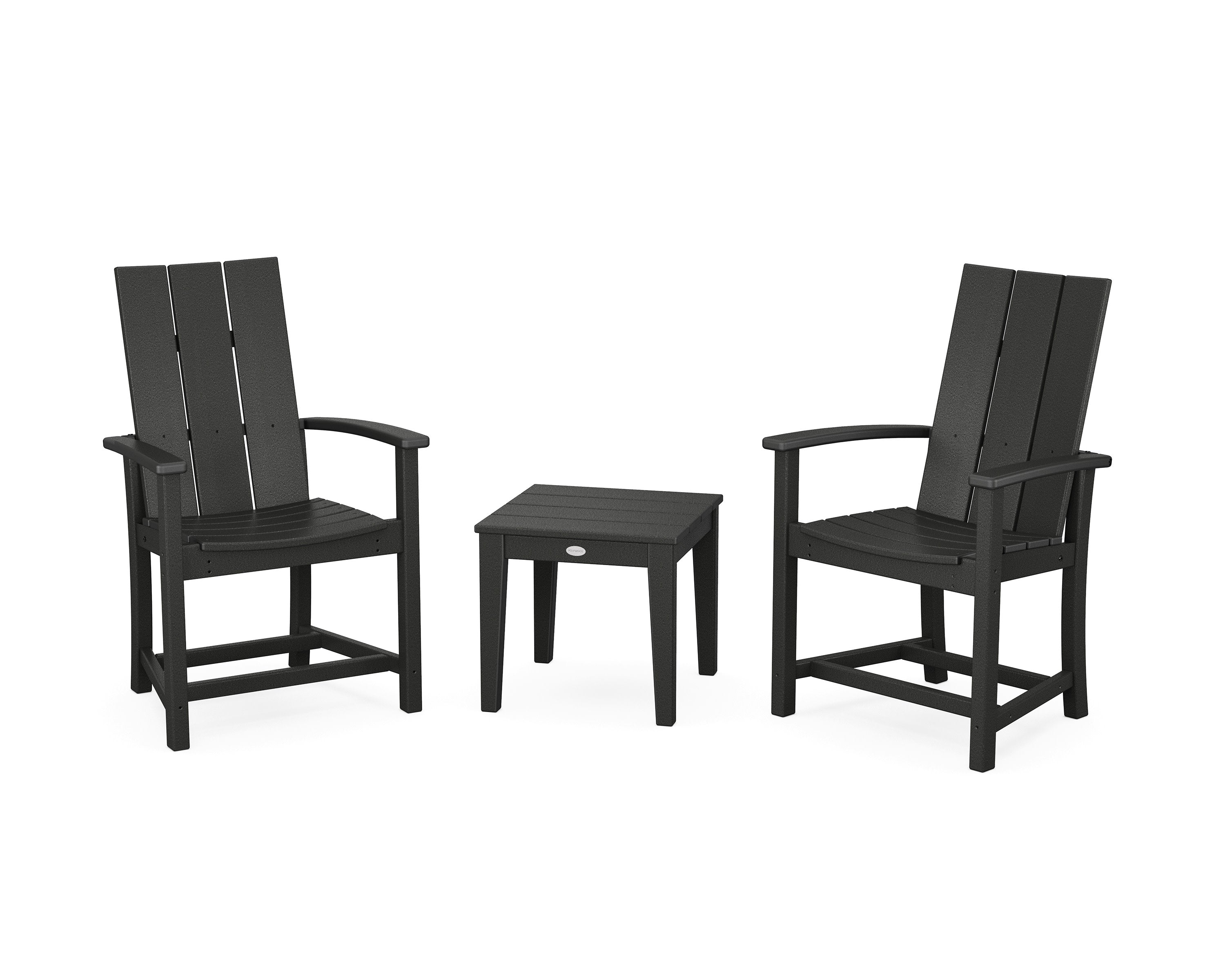 Modern 3-Piece Upright Adirondack Chair Set in Black
