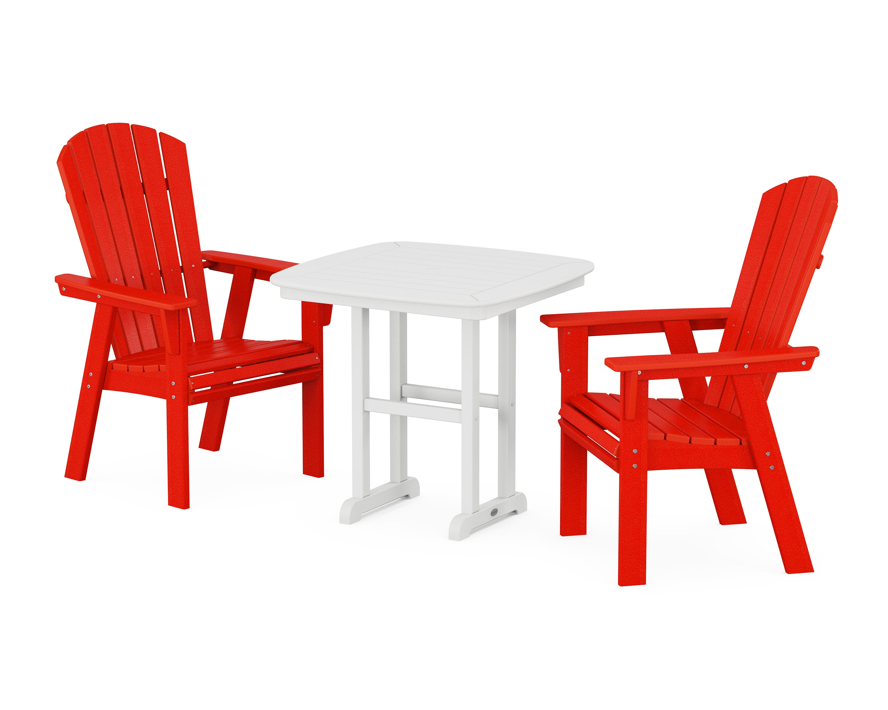 Nautical Adirondack 3-Piece Dining Set in Sunset Red / White