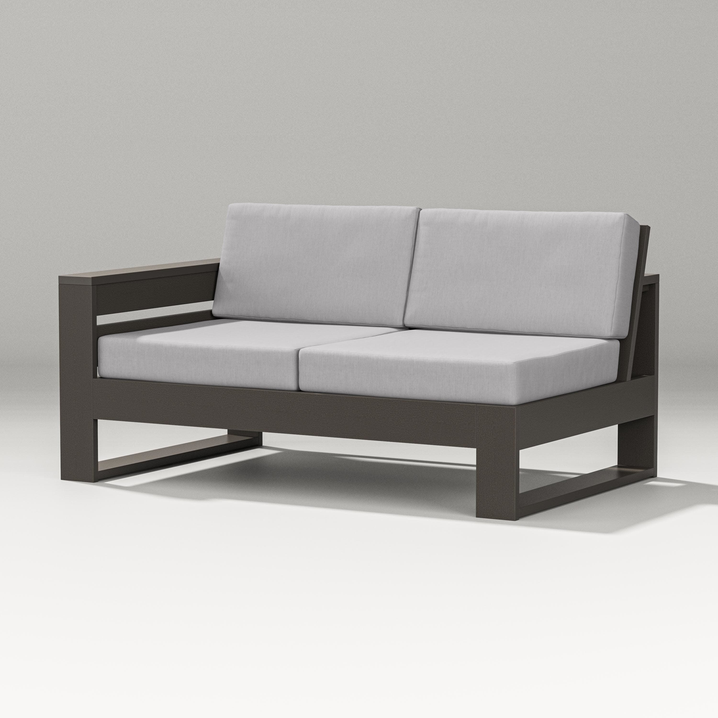 Latitude Modular Left Arm Loveseat in Vintage Coffee / Granite