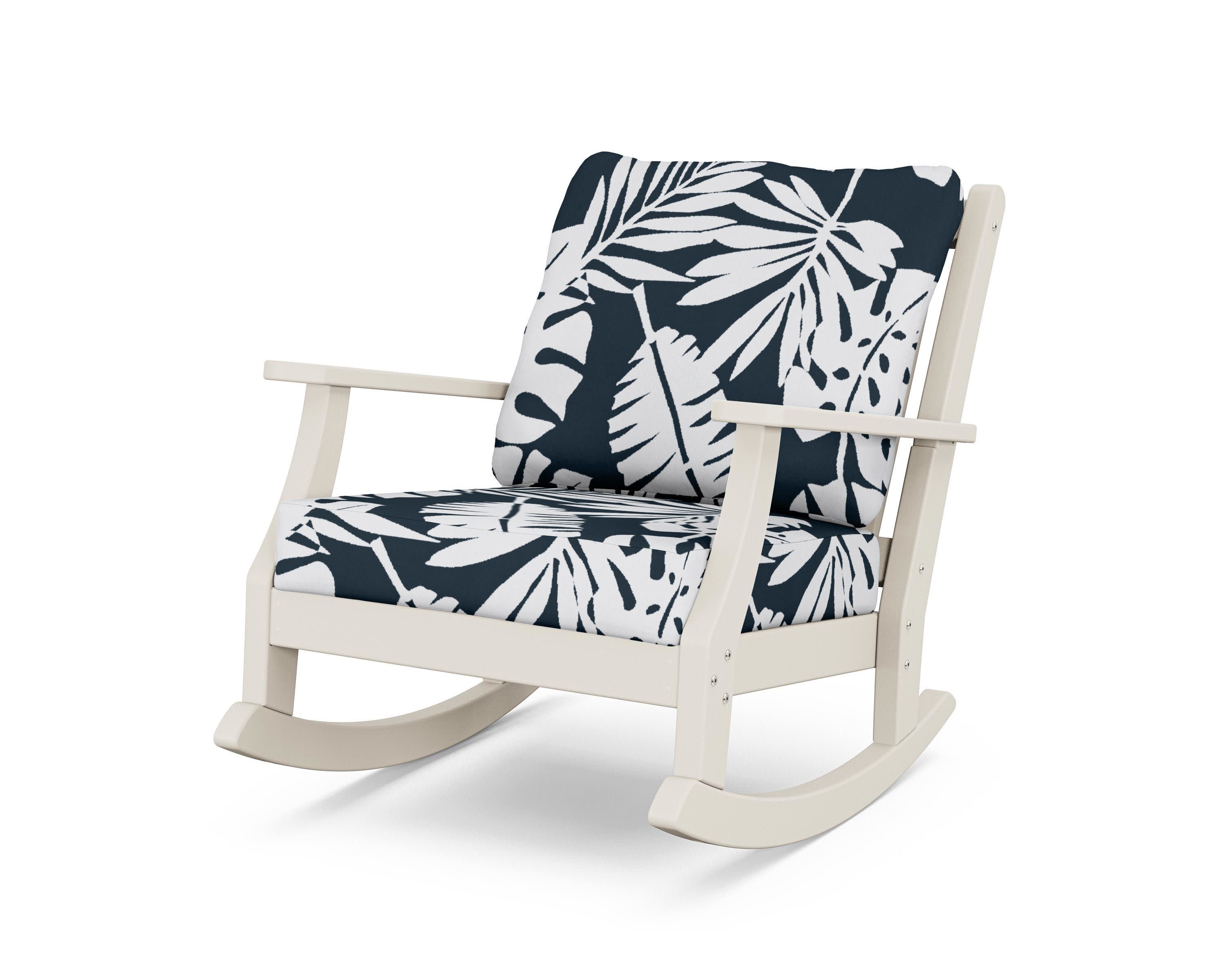 Wovendale Deep Seating Rocking Chair in Sand / Leaf Marine Indigo