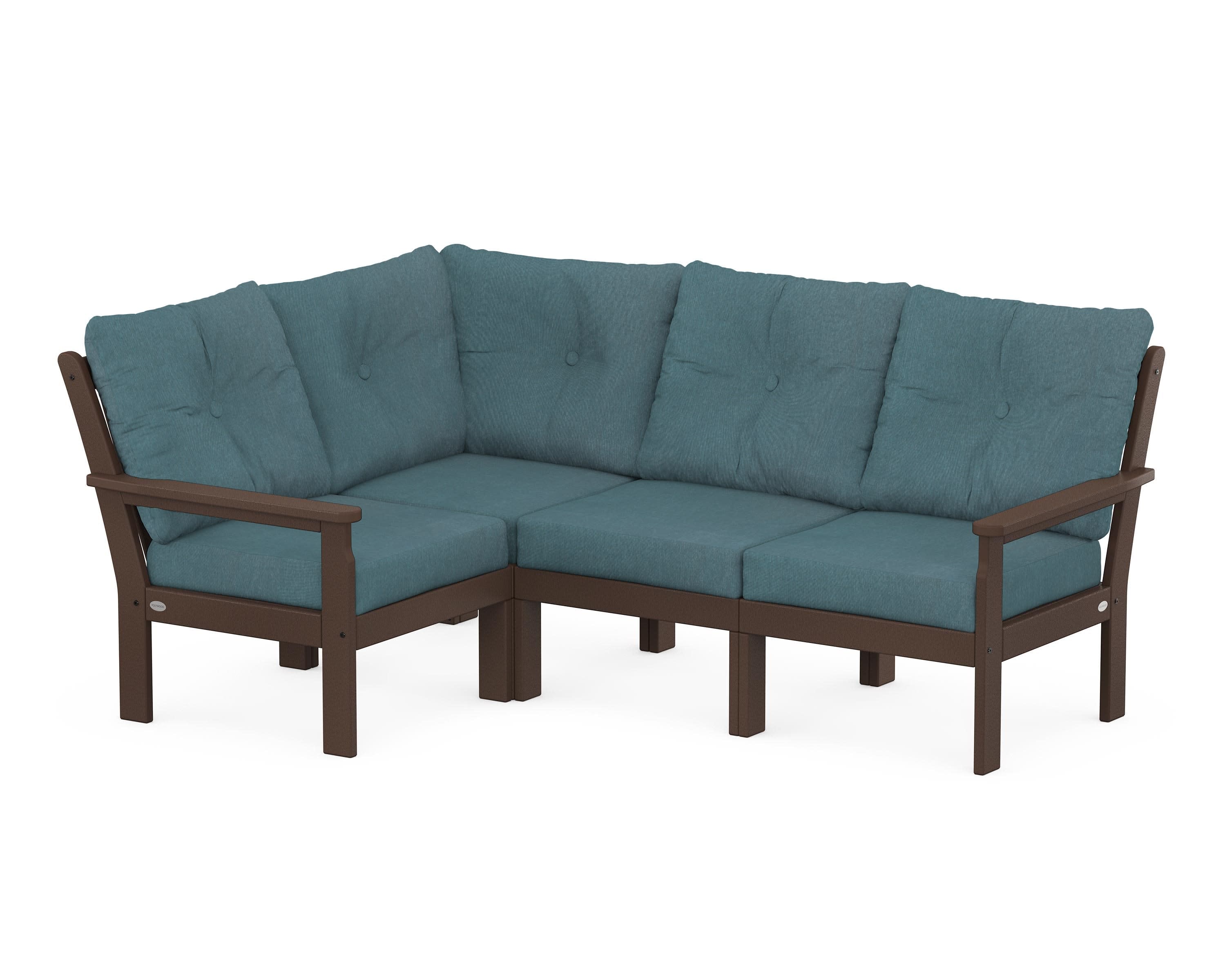 Vineyard 4-Piece Sectional in Mahogany / Ocean Teal