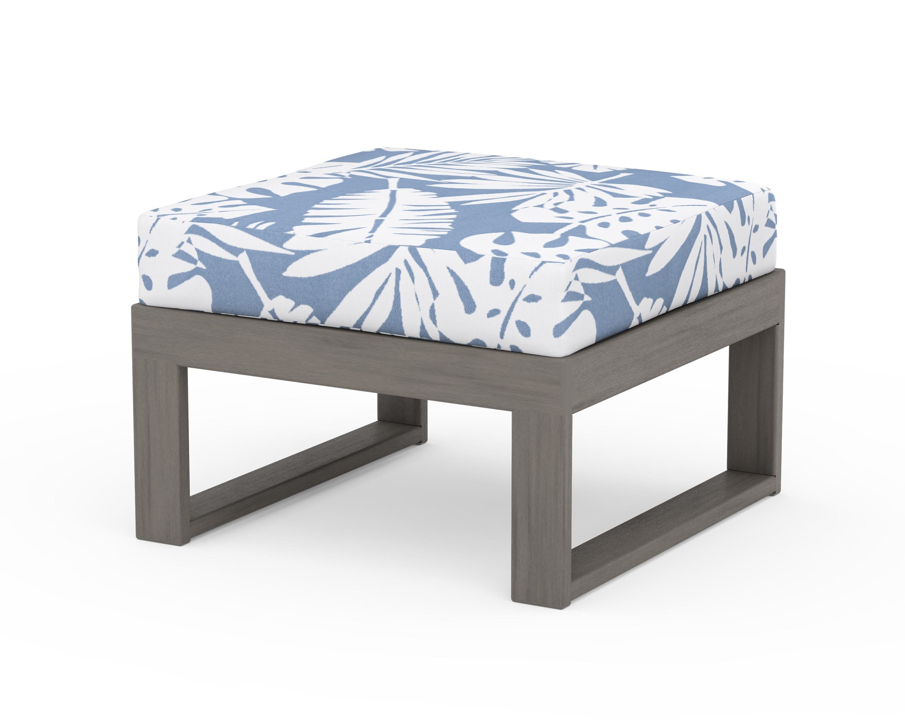 Modular Ottoman - Modern in Driftwood / Leaf Sky Blue