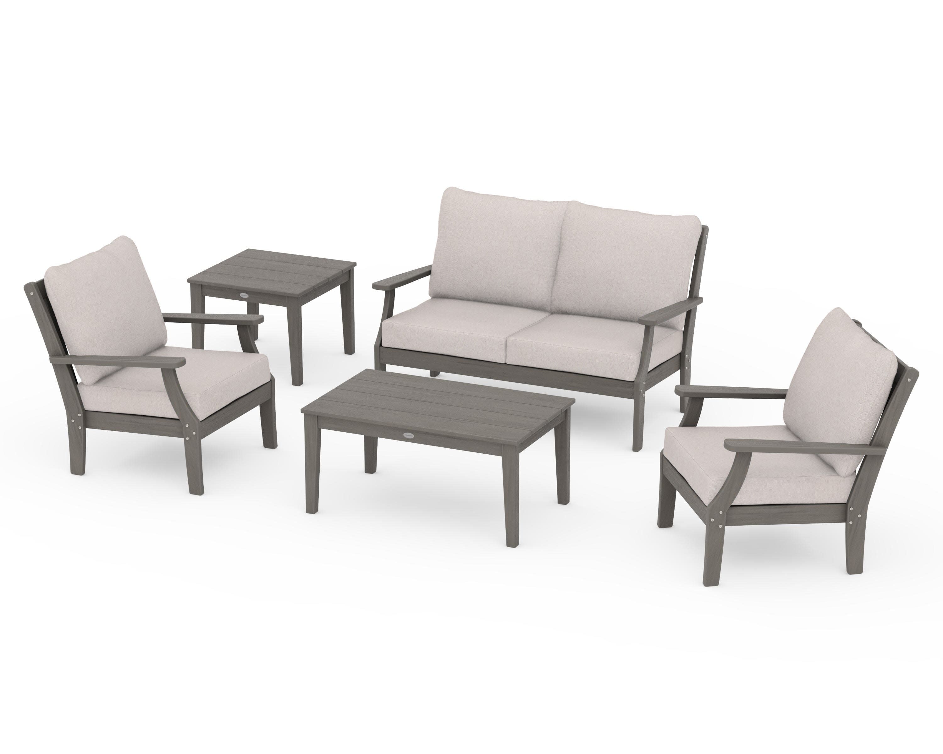 Braxton 5-Piece Deep Seating Set in Driftwood / Dune Burlap