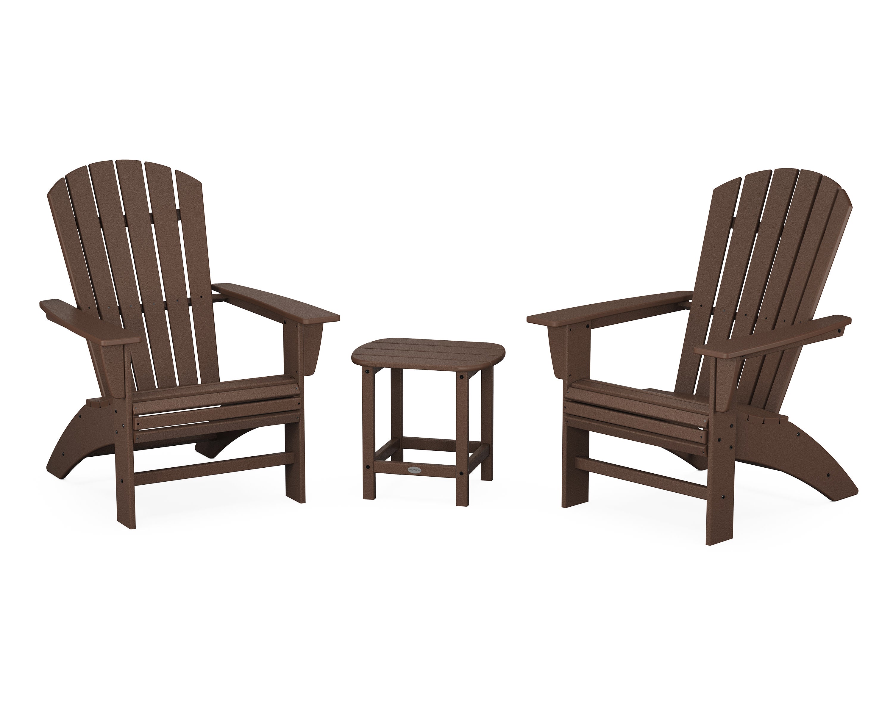 Nautical 3-Piece Curveback Adirondack Set in Mahogany