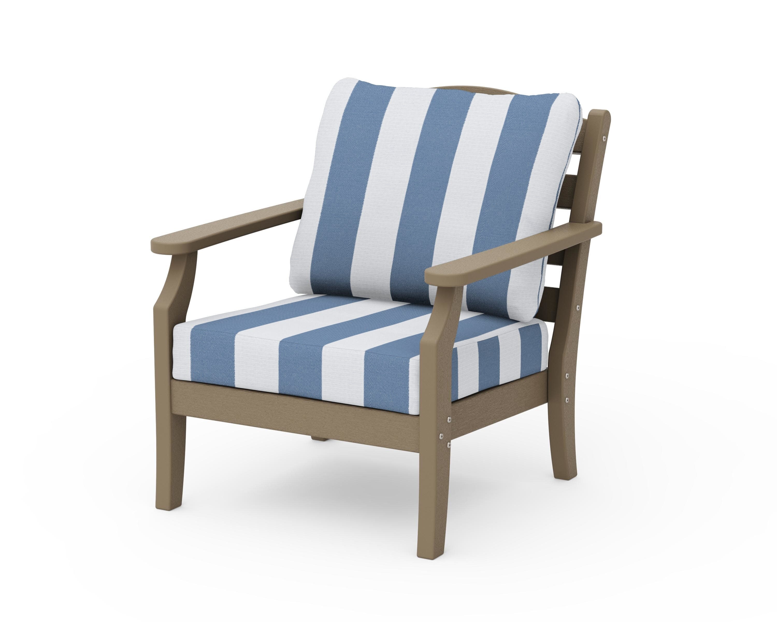 Savannah Deep Seating Chair in Vintage Sahara / Cabana Stripe Sky Blue