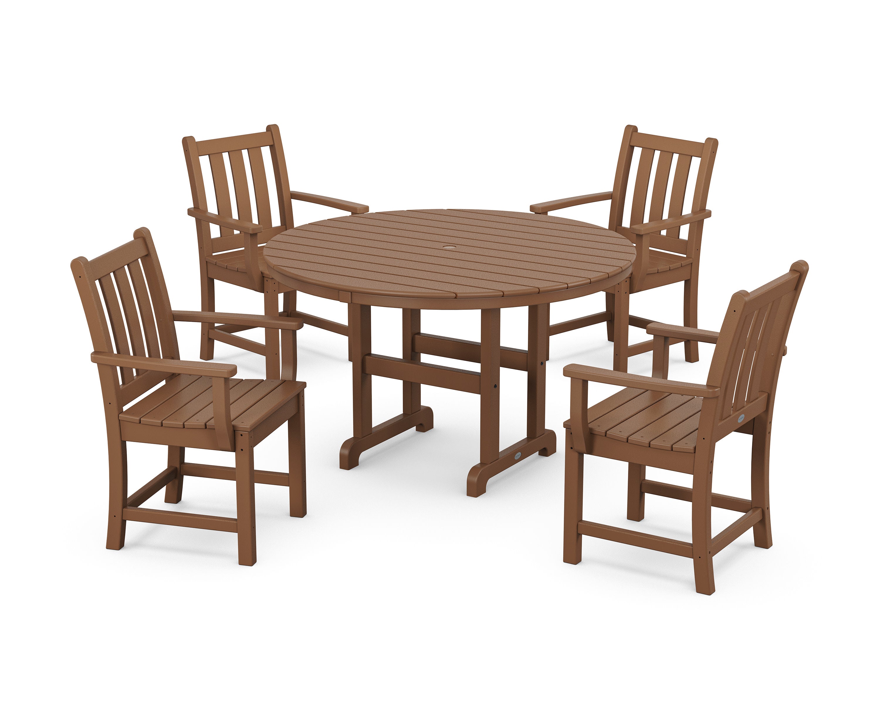 Traditional Garden 5-Piece Round Farmhouse Dining Set in Teak