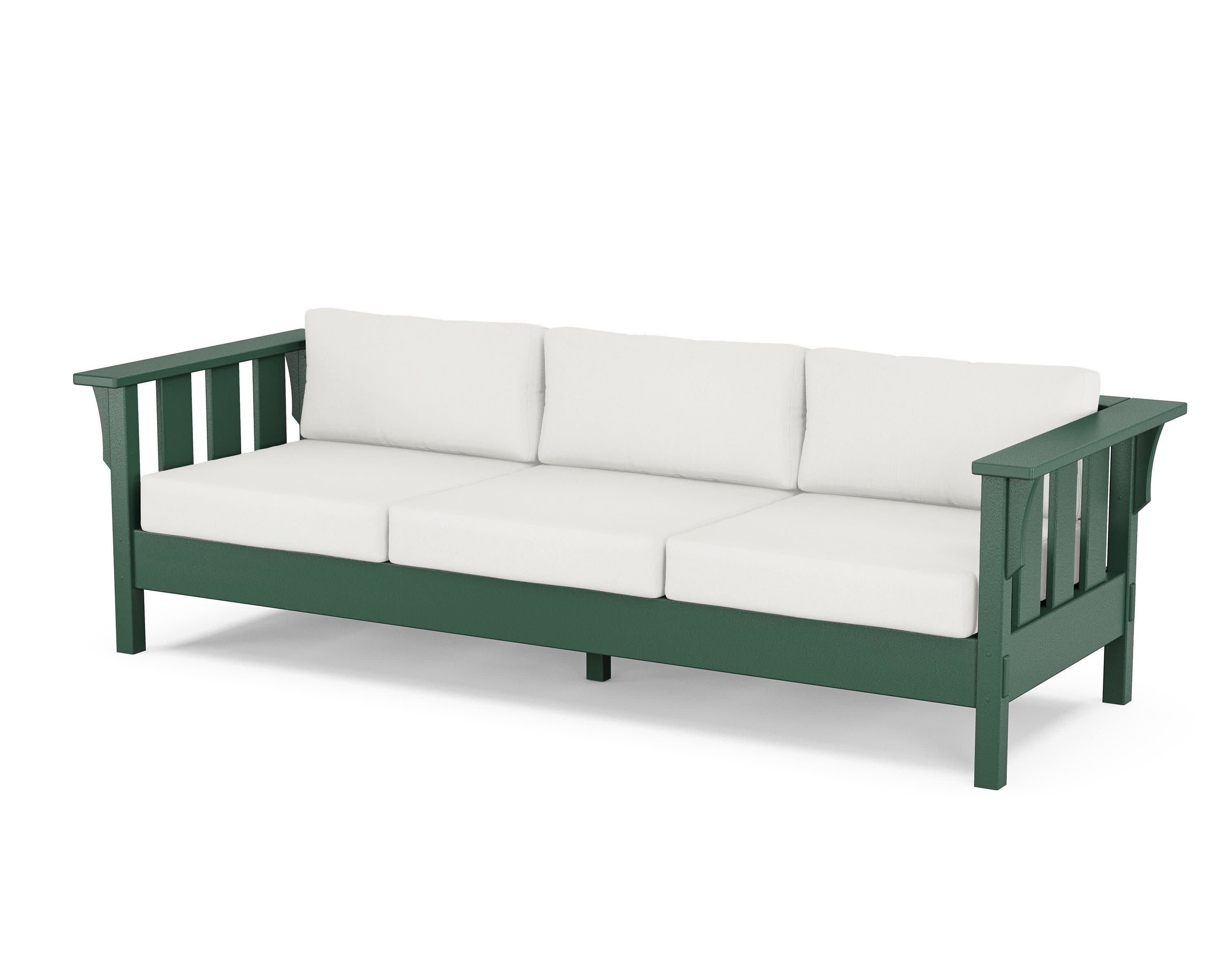 Acadia Deep Seating Sofa in Green / Natural Linen