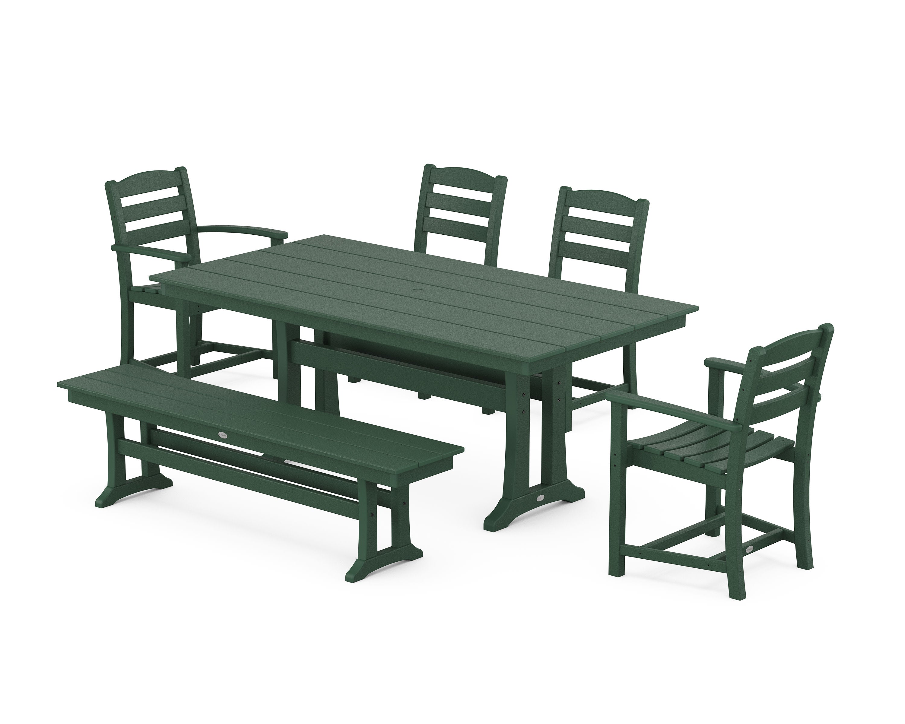 La Casa Cafe 6-Piece Farmhouse Dining Set With Trestle Legs in Green