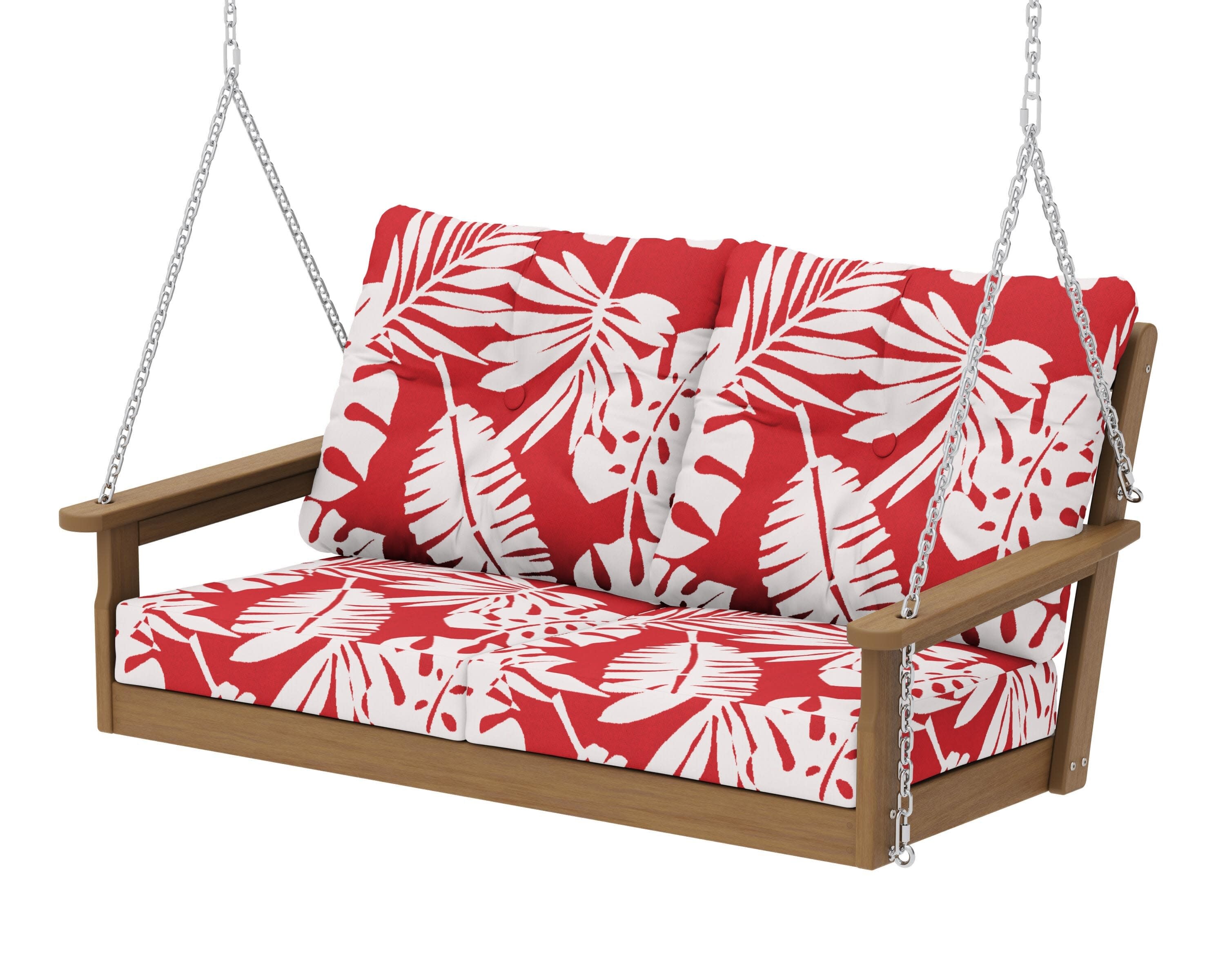 Vineyard Deep Seating Swing in Natural / Leaf Crimson