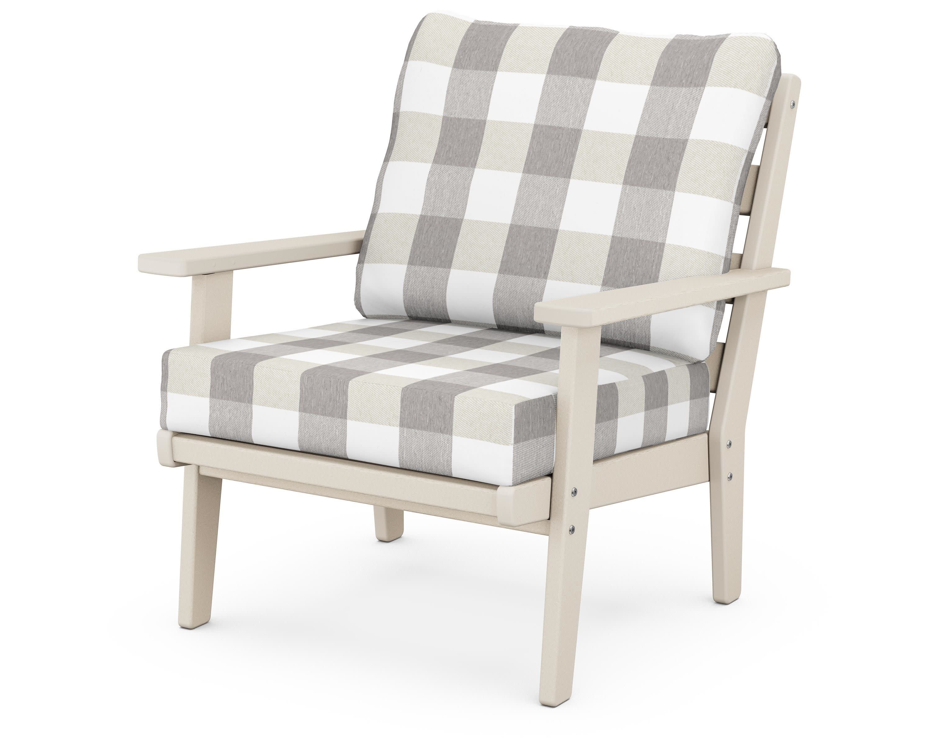 Grant Park Deep Seating Chair in Sand / Buffalo Plaid Grey Mist