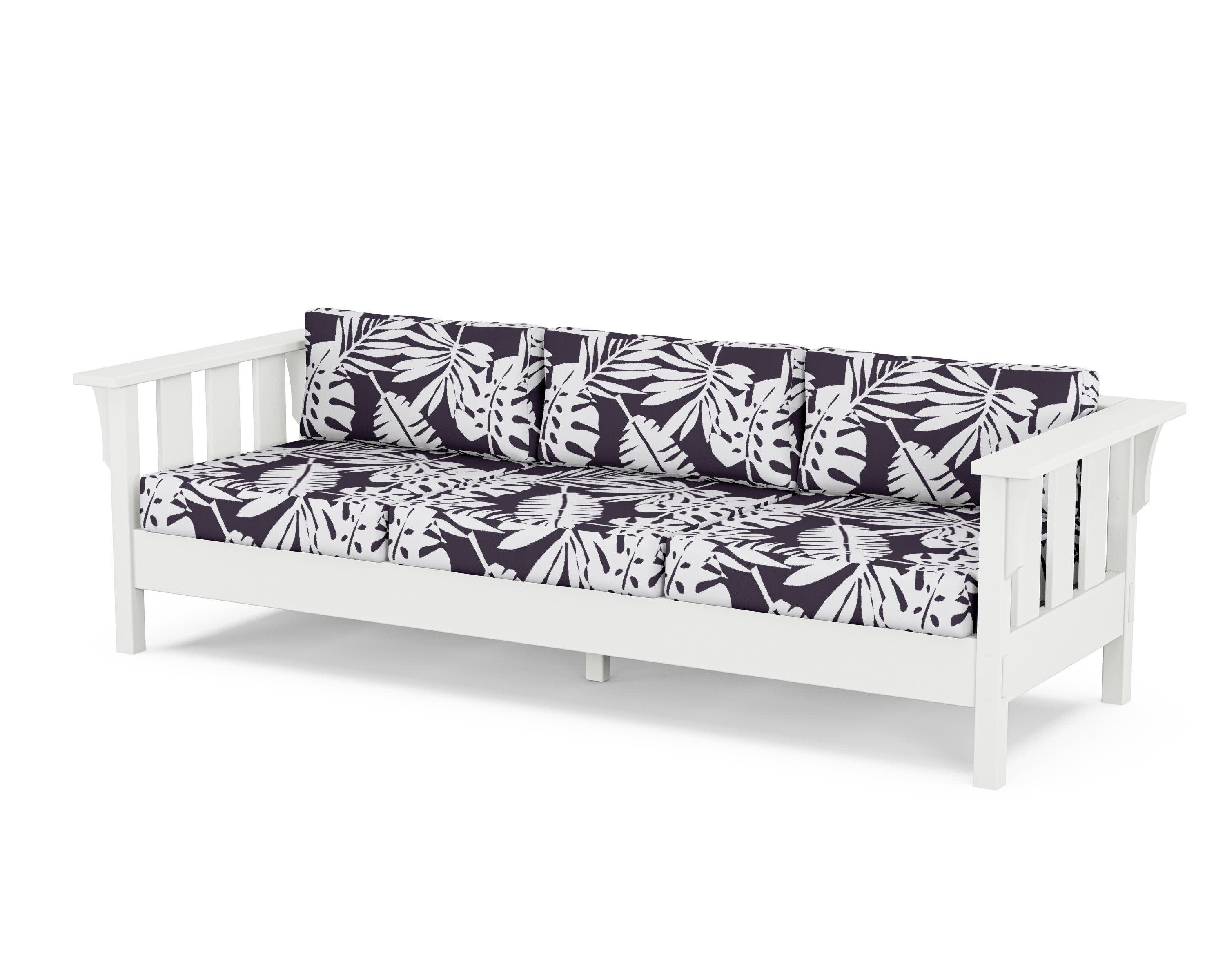 Acadia Deep Seating Sofa in White / Leaf Navy