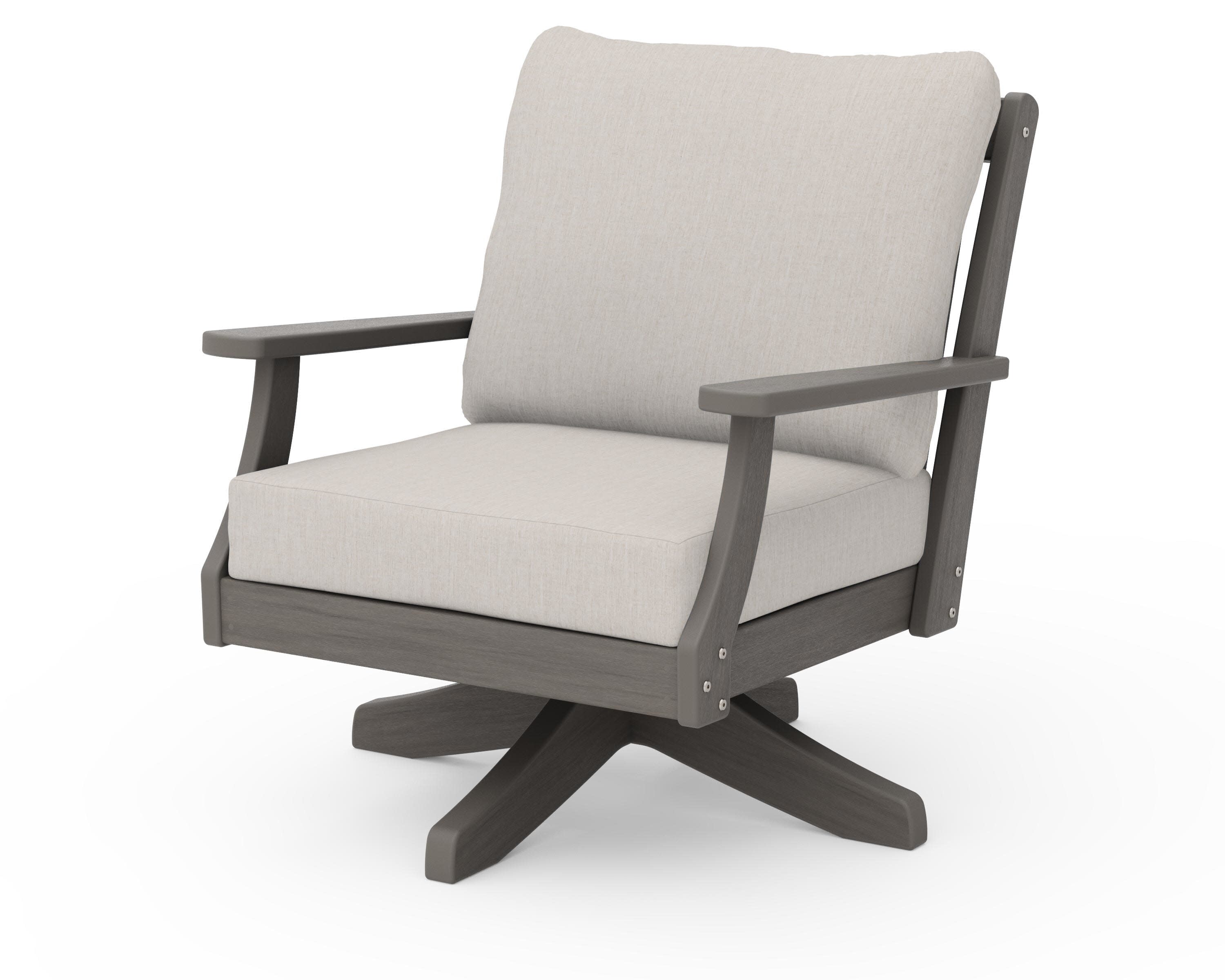 Braxton Deep Seating Swivel Chair in Driftwood / Cast Ash