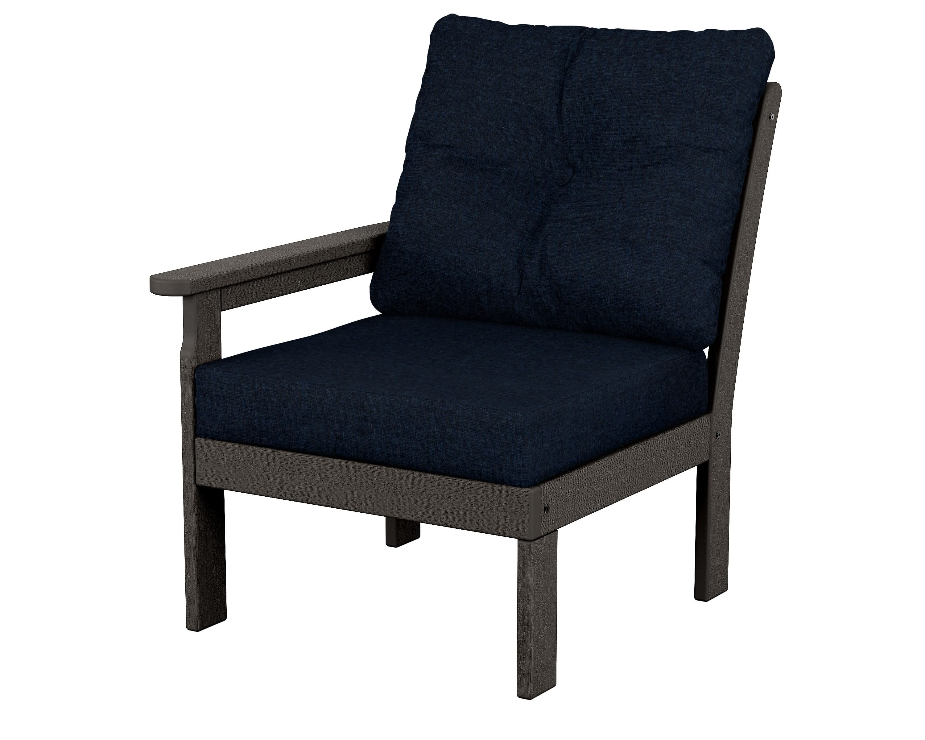 Vineyard Modular Left Arm Chair in Vintage Coffee / Marine Indigo