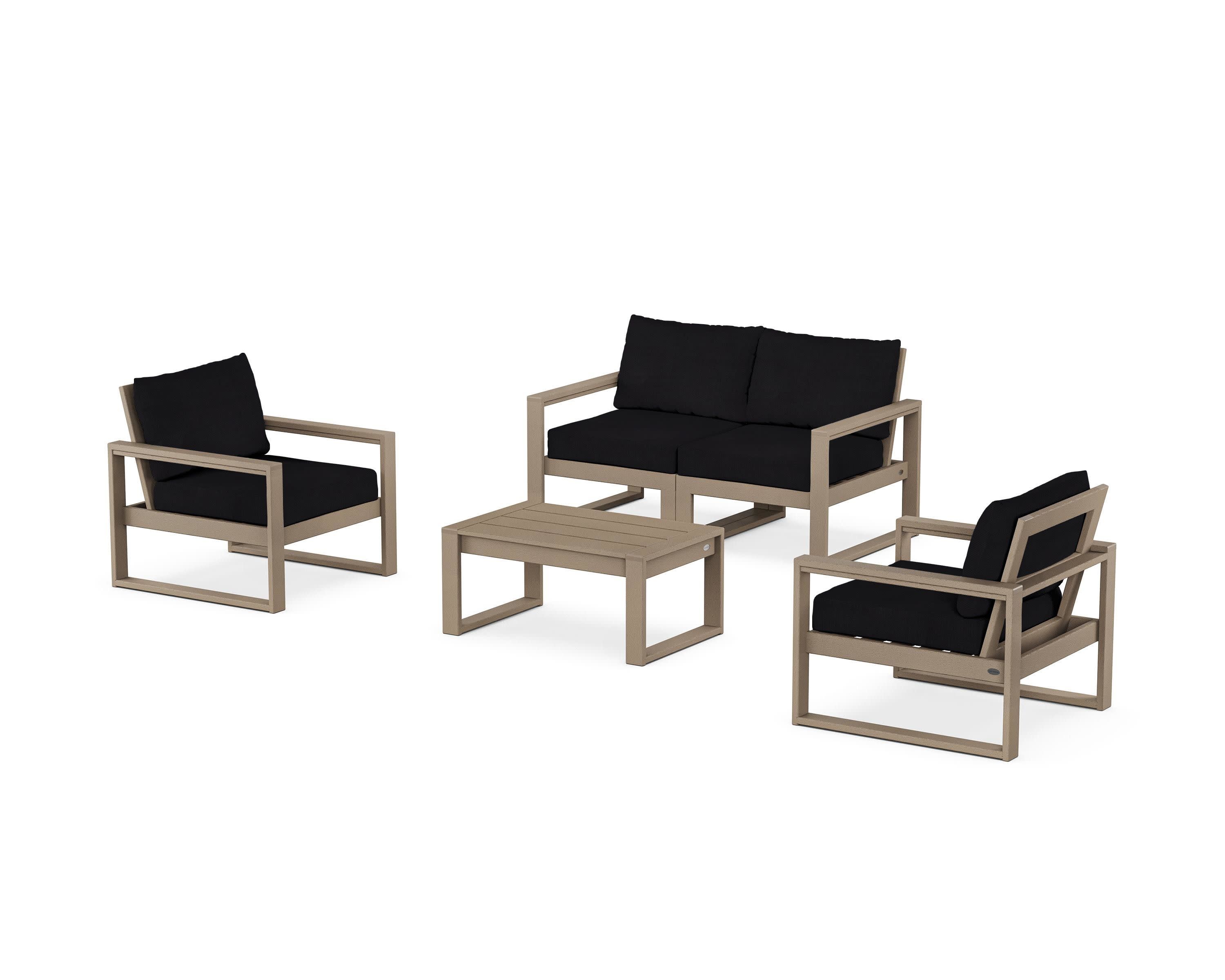 EDGE Sectional 4-Piece Deep Seating Set with Loveseat in Vintage Sahara / Midnight Linen