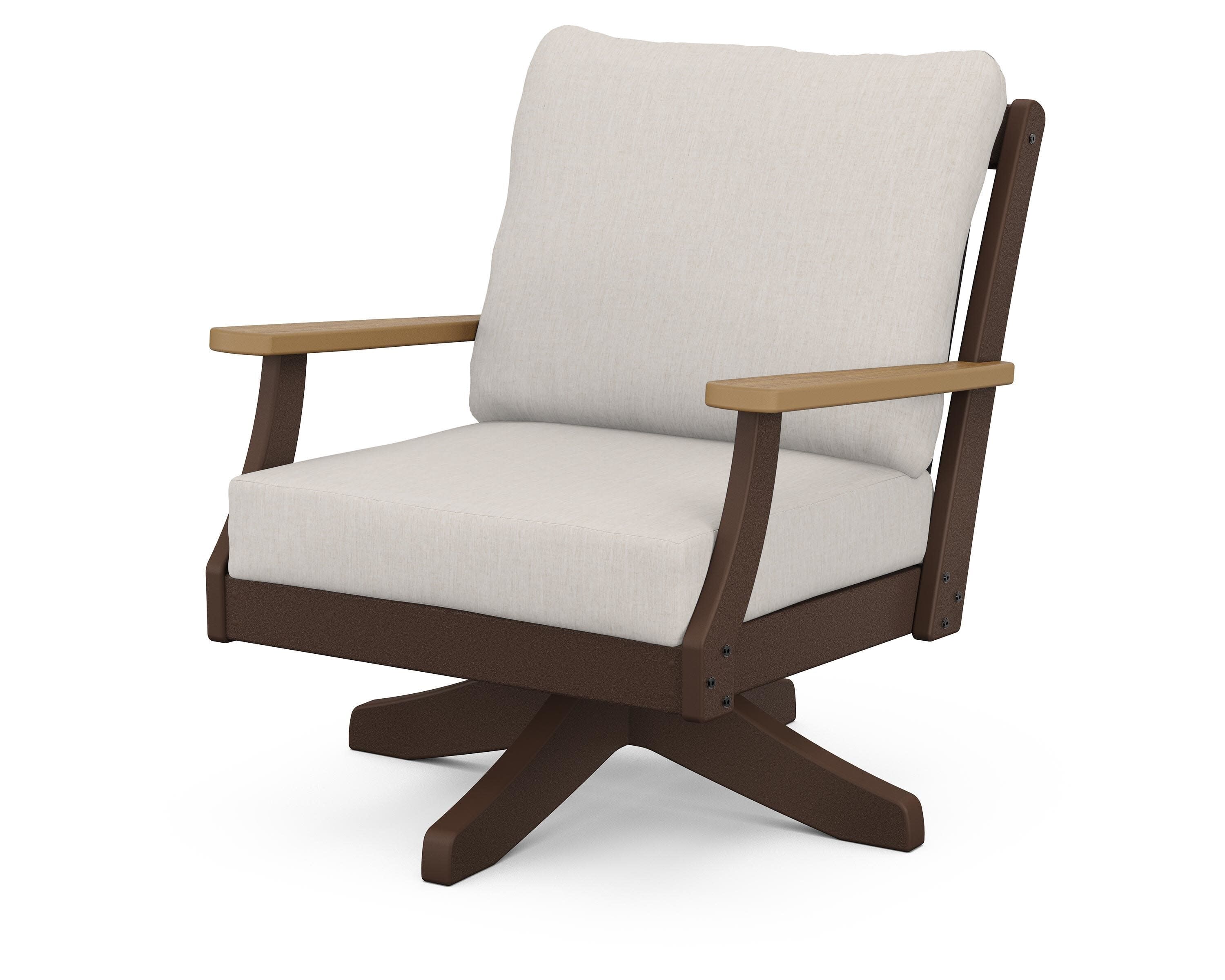 Braxton Deep Seating Swivel Chair in Mahogany / Natural / Cast Ash