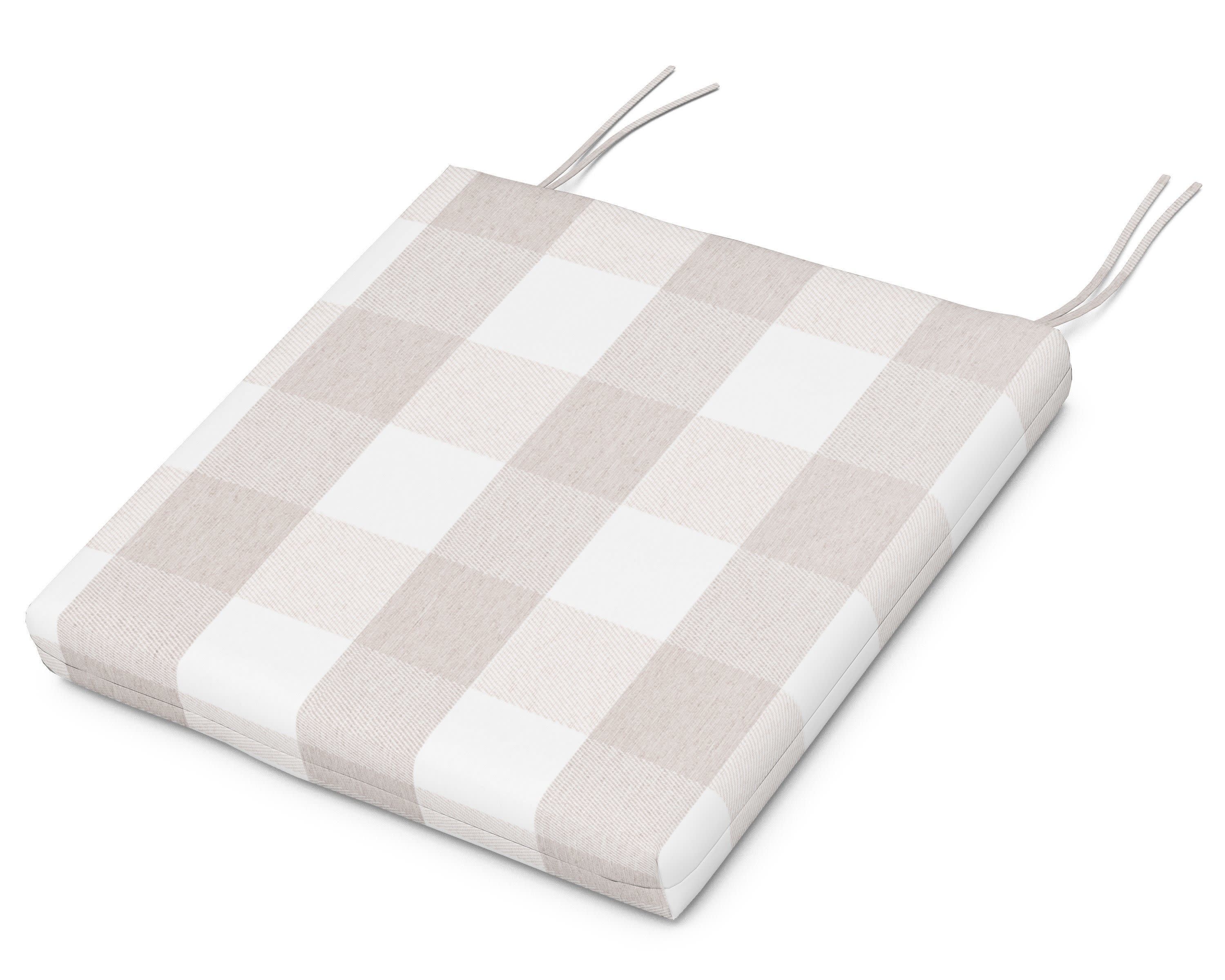 Seat Cushion - 17"D x 18.25"W x 2.5"H in Buffalo Plaid Dune Burlap