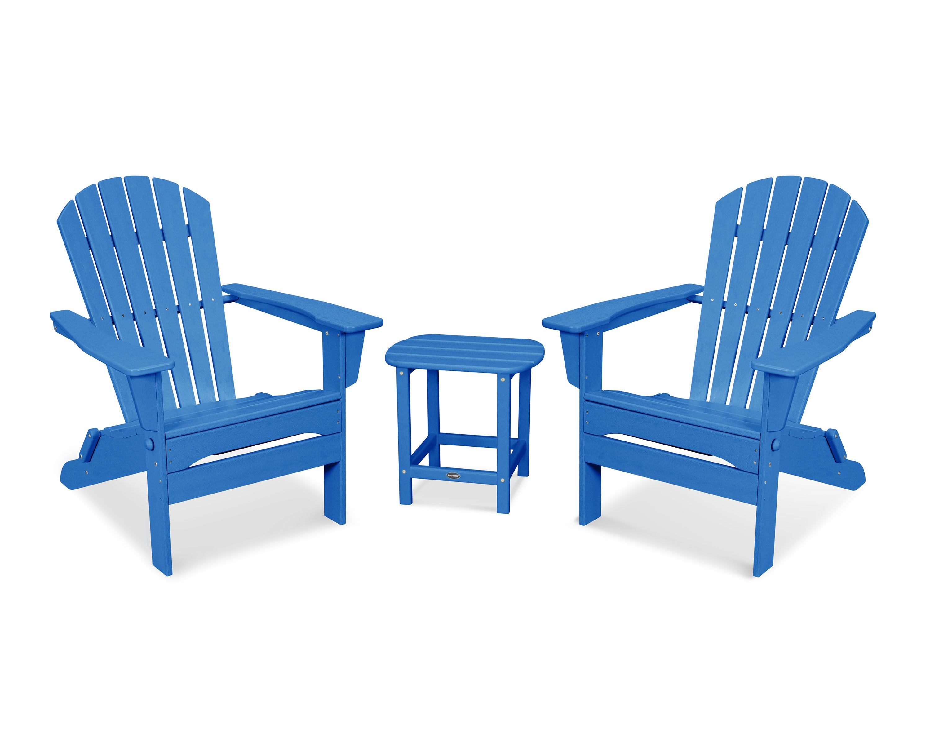 South Beach 3-Piece Folding Adirondack Set in Pacific Blue