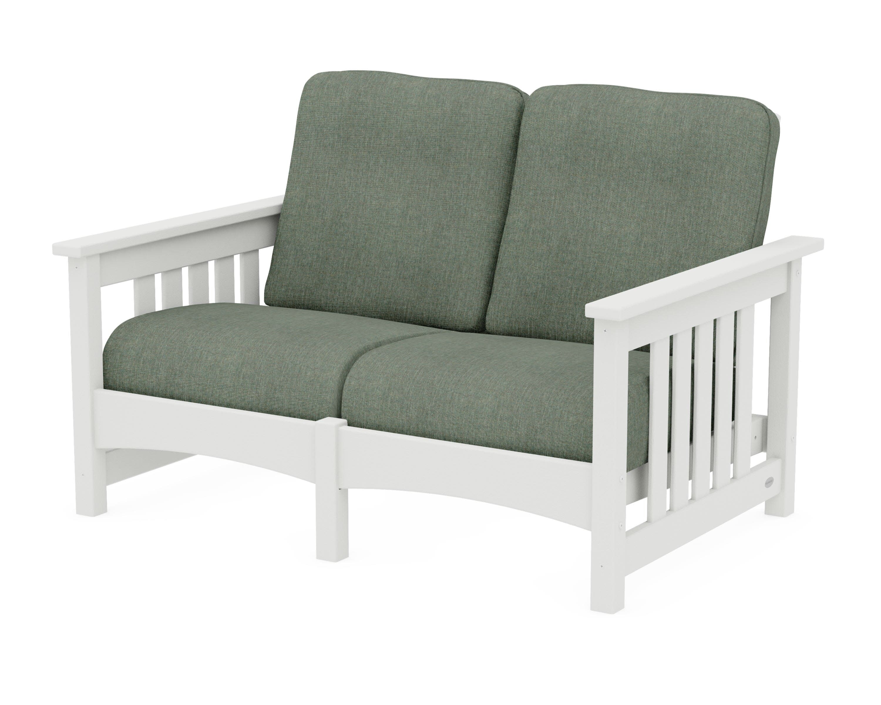 Club Mission Loveseat in Vintage White / Cast Sage