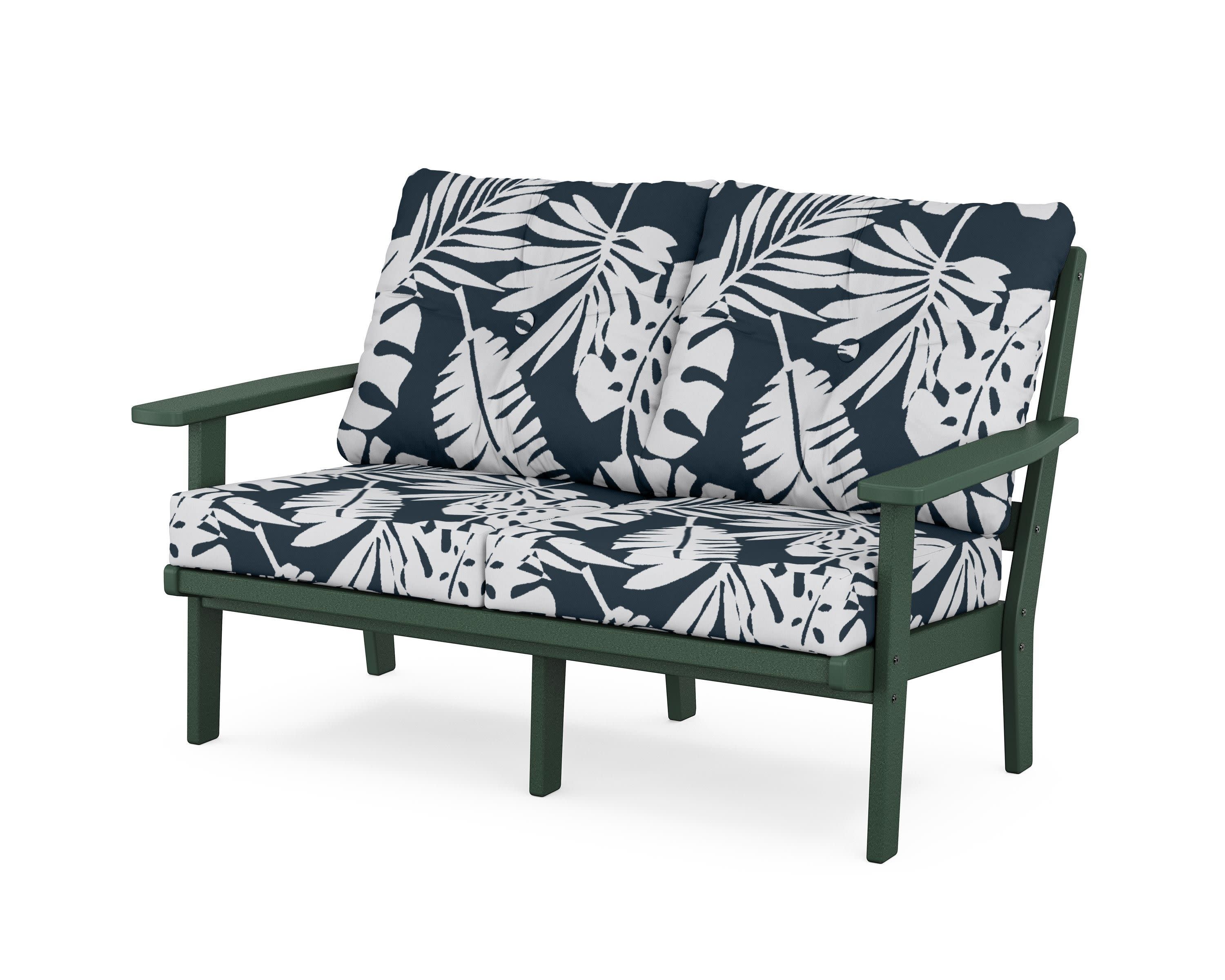 Prairie Deep SeatingLoveseat in Green / Leaf Marine Indigo