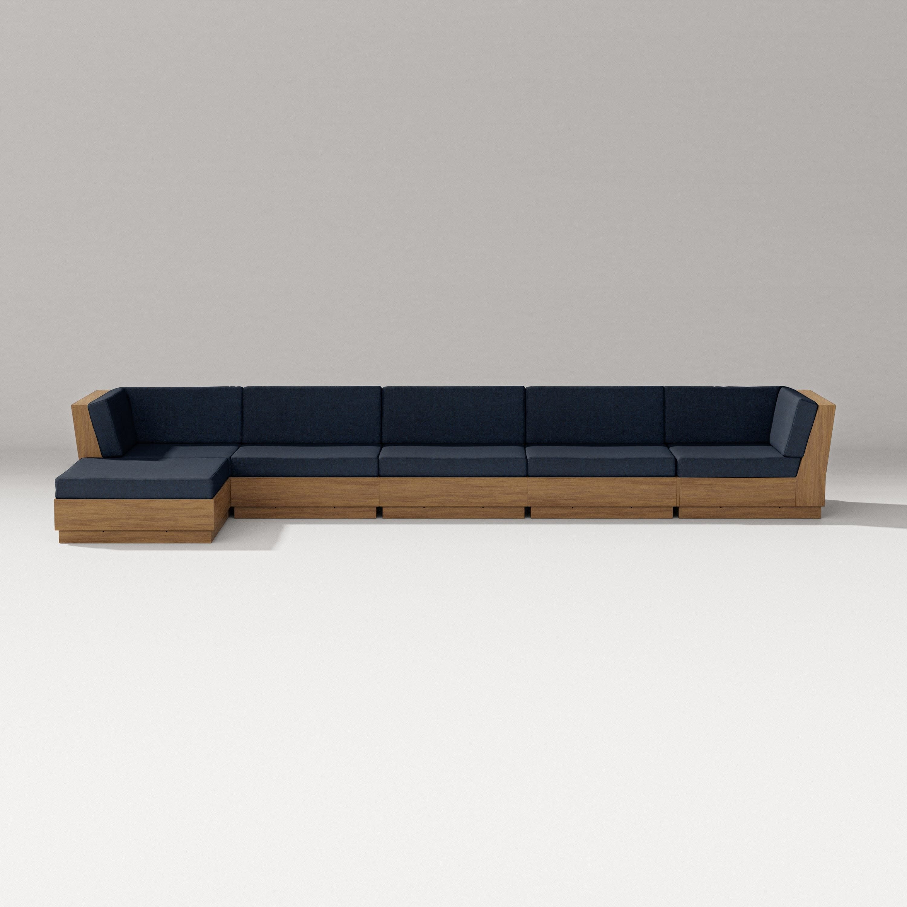 Elevate 6-Piece Chaise Sectional in Natural / Marine Indigo