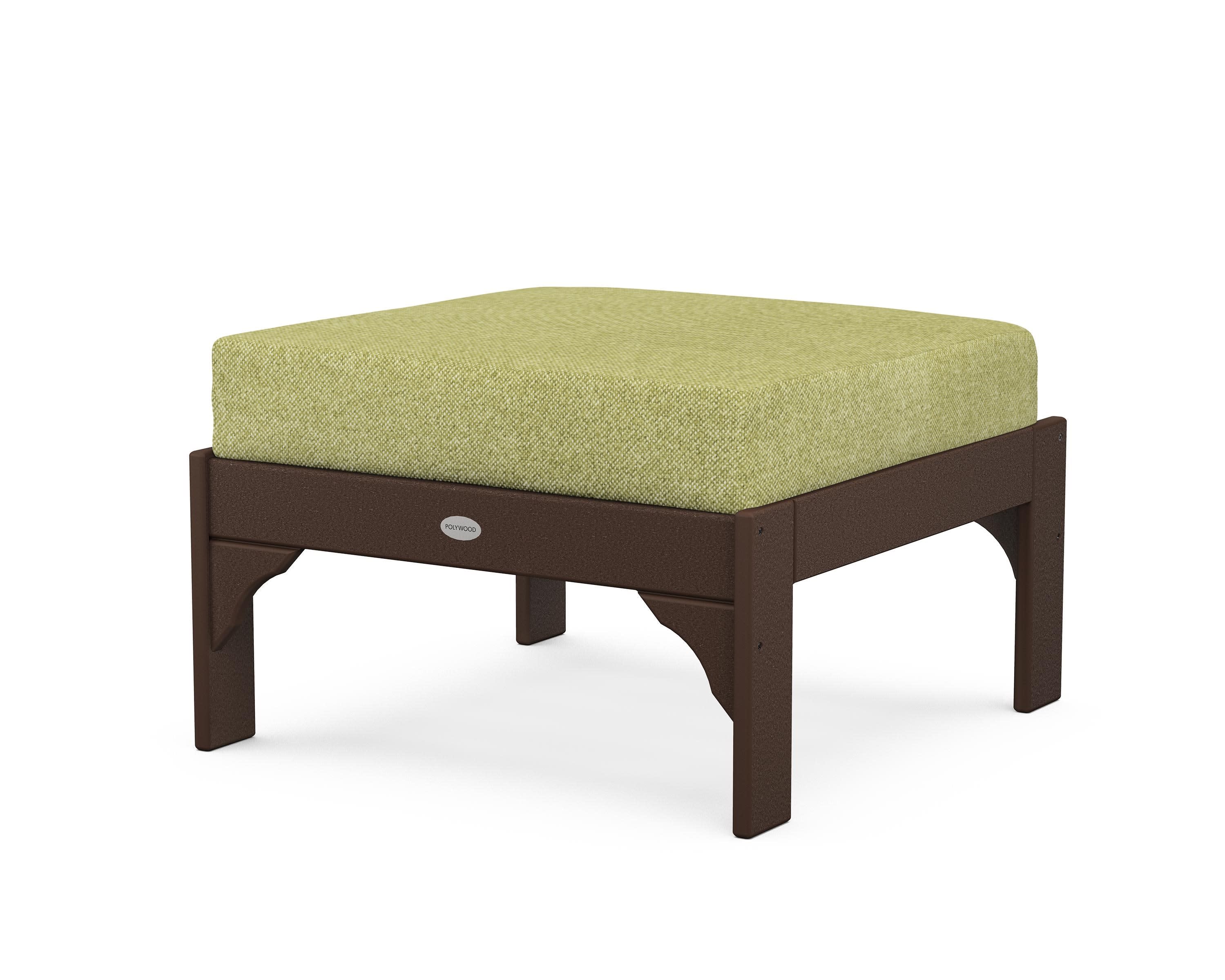 Vineyard Deep Seating Ottoman in Mahogany / Chartreuse Boucle