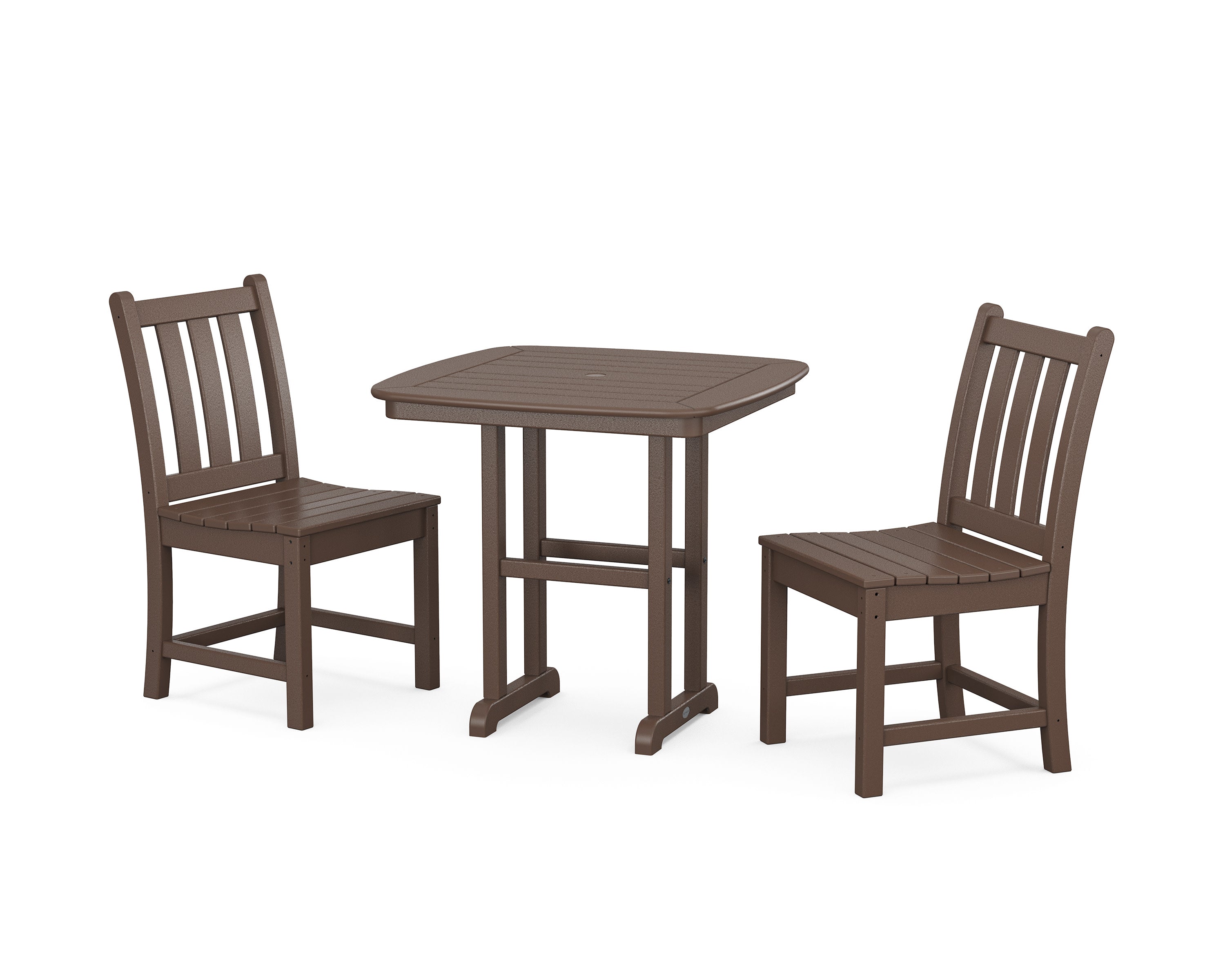 Traditional Garden Side Chair 3-Piece Dining Set in Mahogany