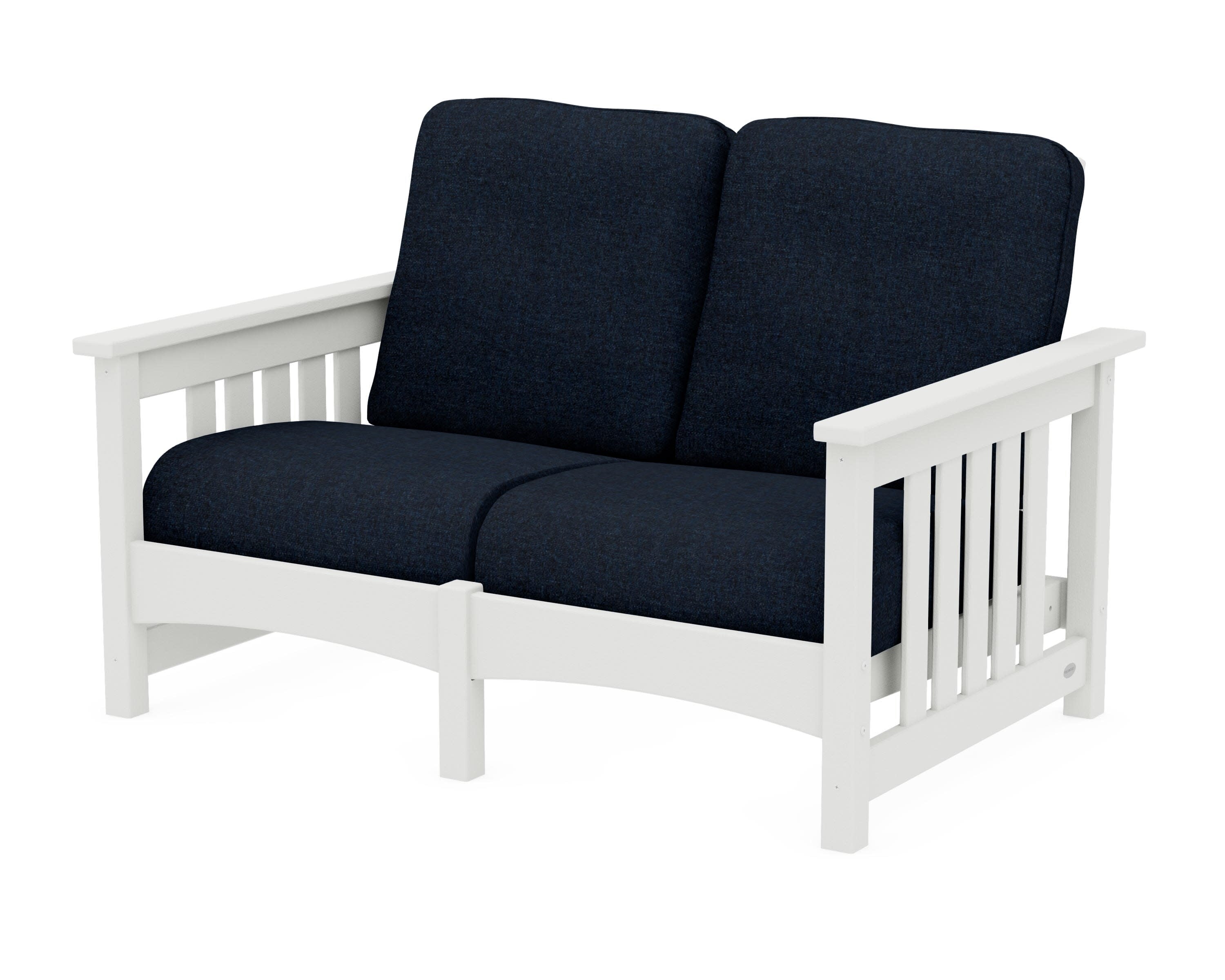Club Mission Loveseat in Vintage White / Marine Indigo