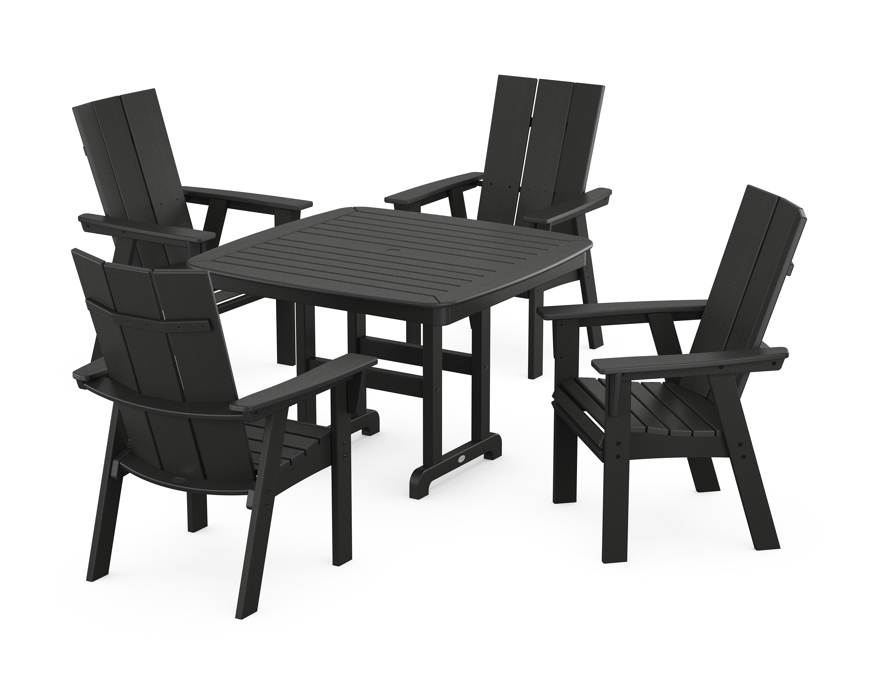 Modern Curveback Adirondack 5-Piece Dining Set in Black