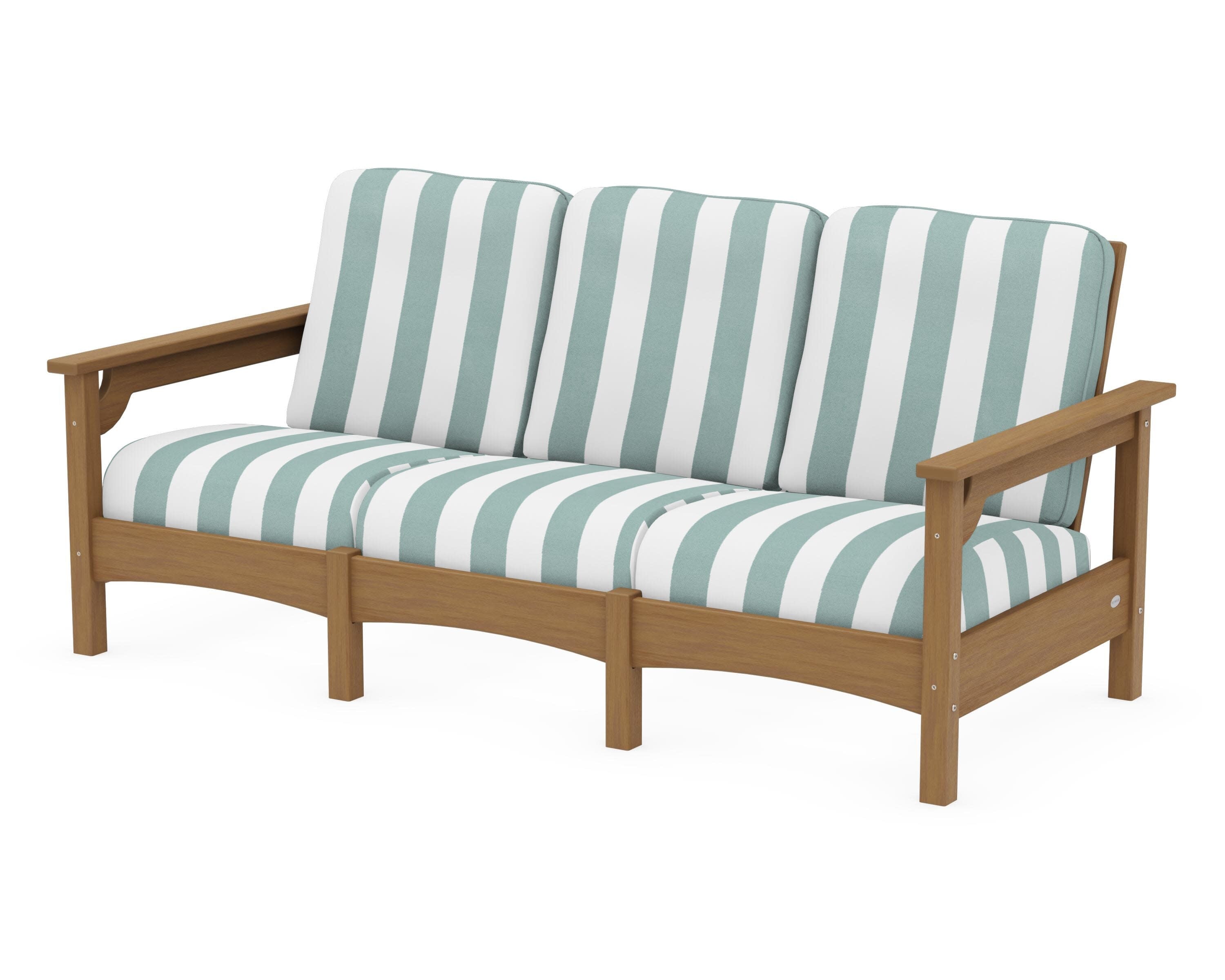 Club Sofa in Natural / Cabana Stripe Glacier Spa