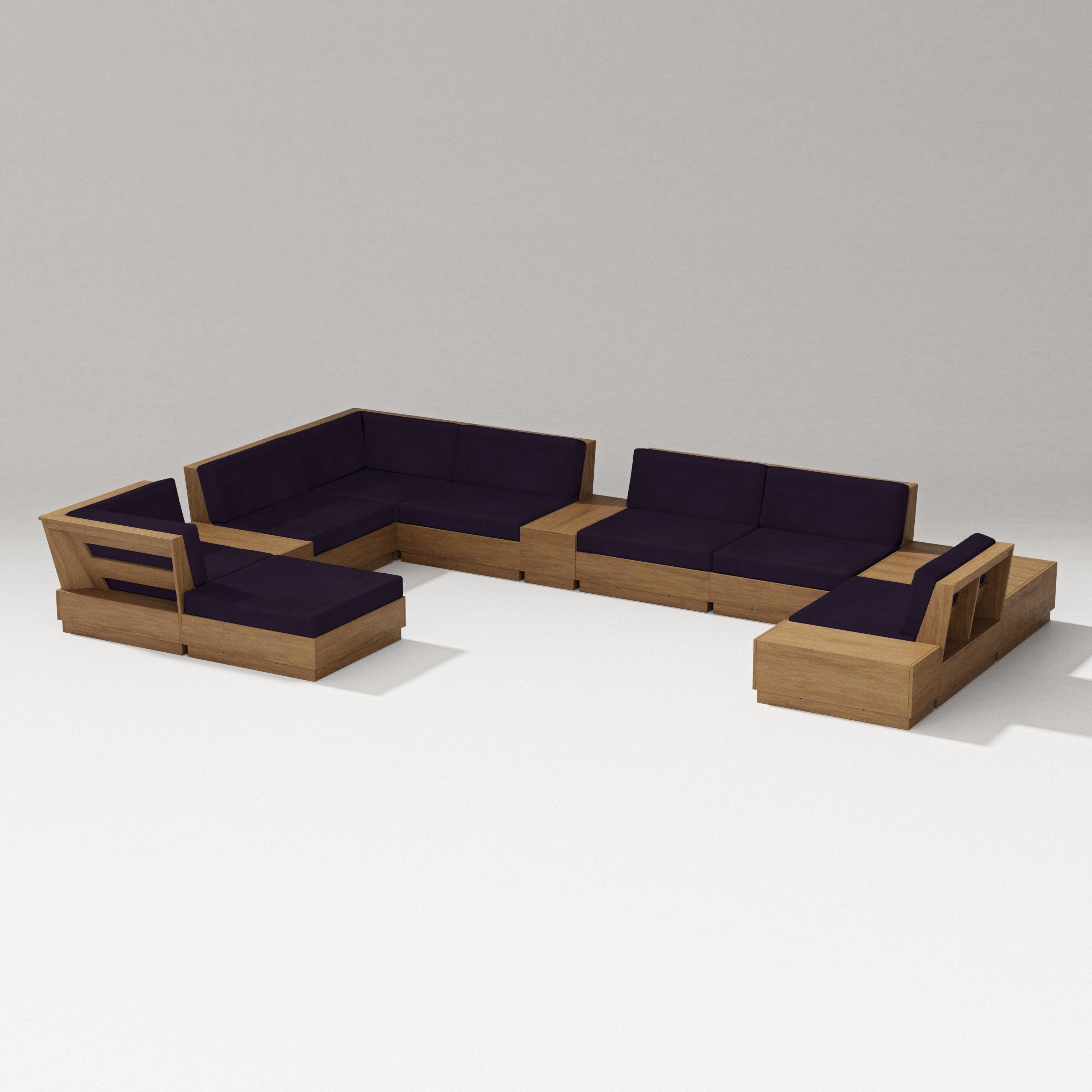 Elevate 12-Piece Conversation Sectional Set in Natural / Navy Linen