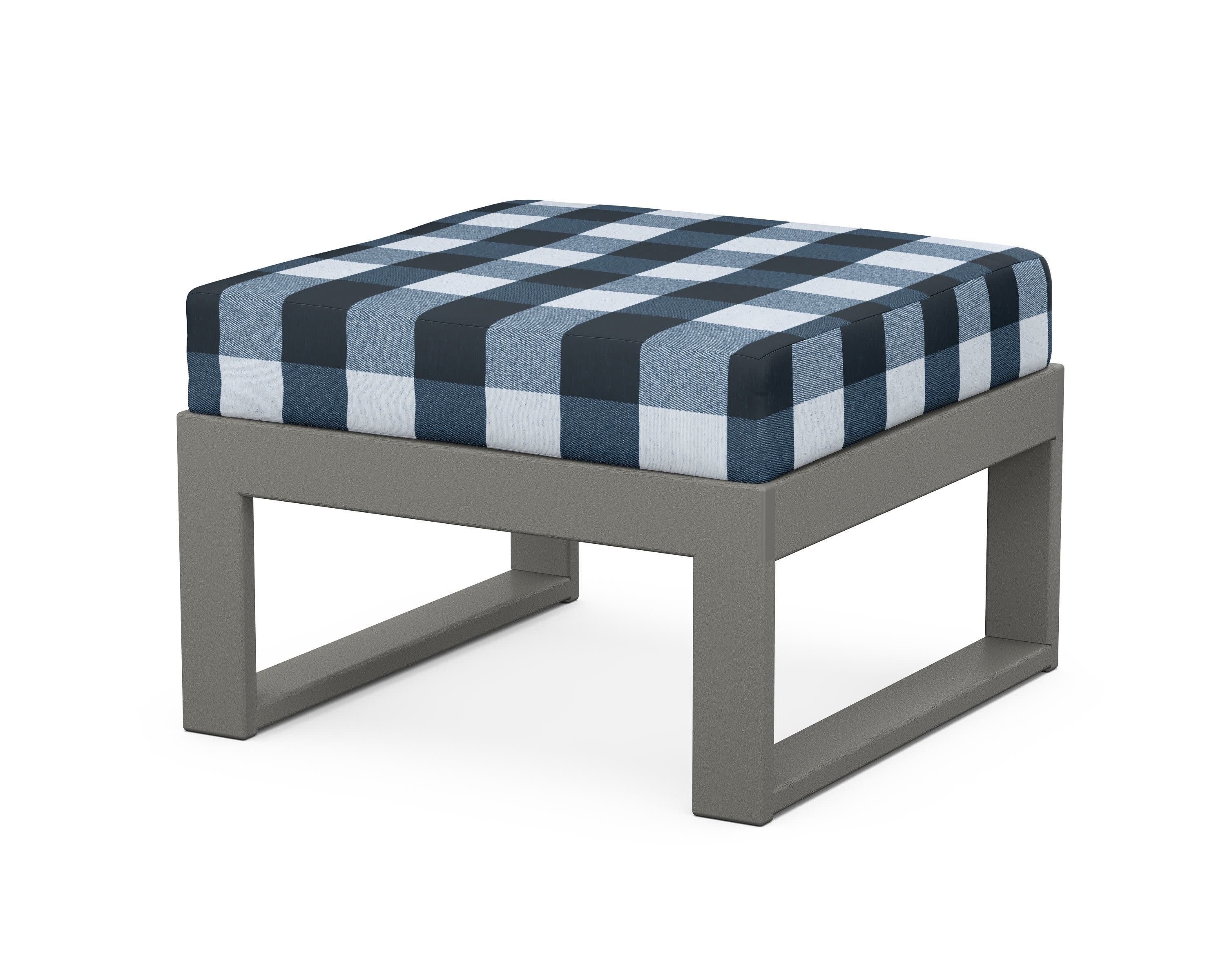 Modular Ottoman - Modern in Slate Grey / Buffalo Plaid Marine Indigo