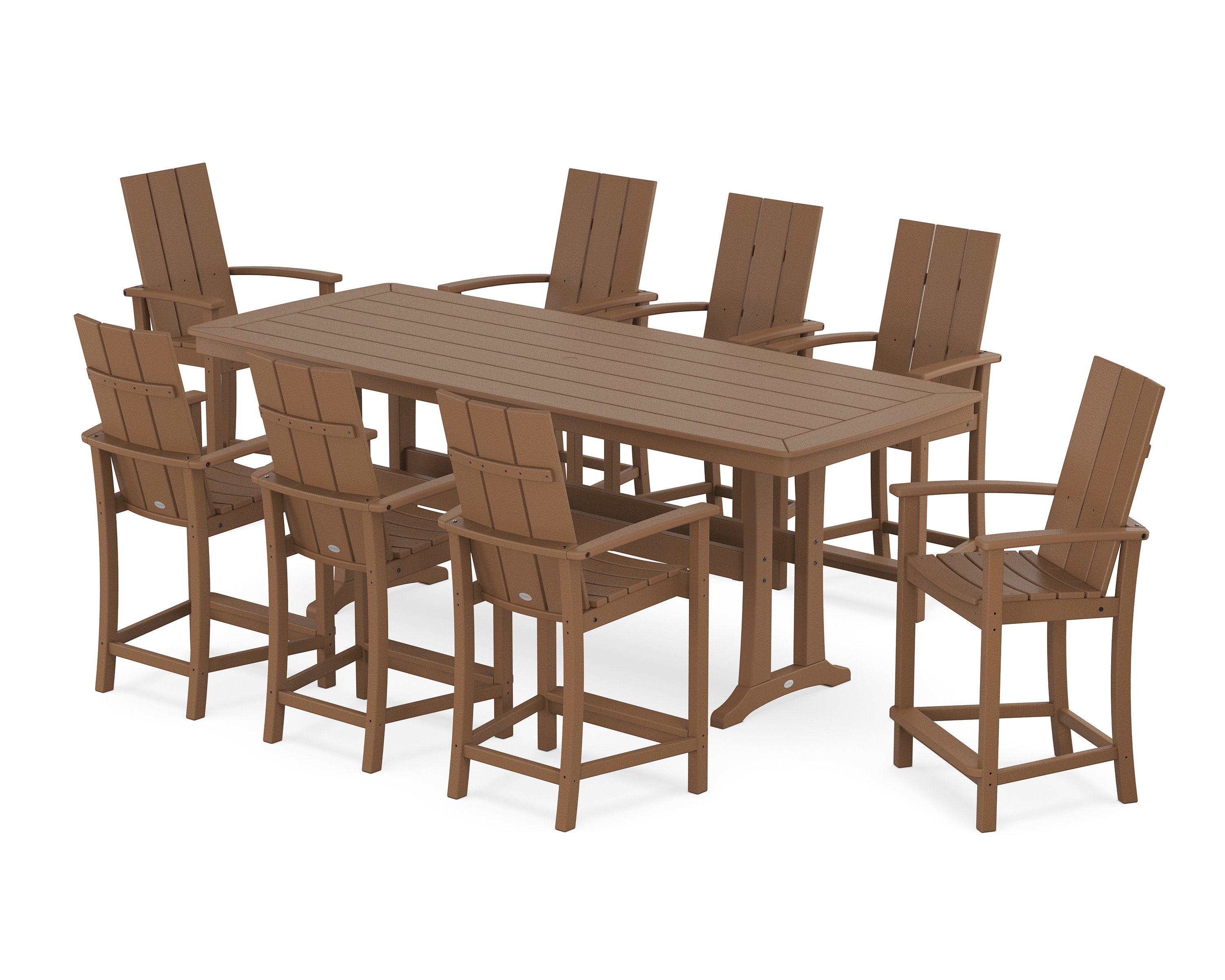 Modern Adirondack 9-Piece Counter Set with Trestle Legs in Teak