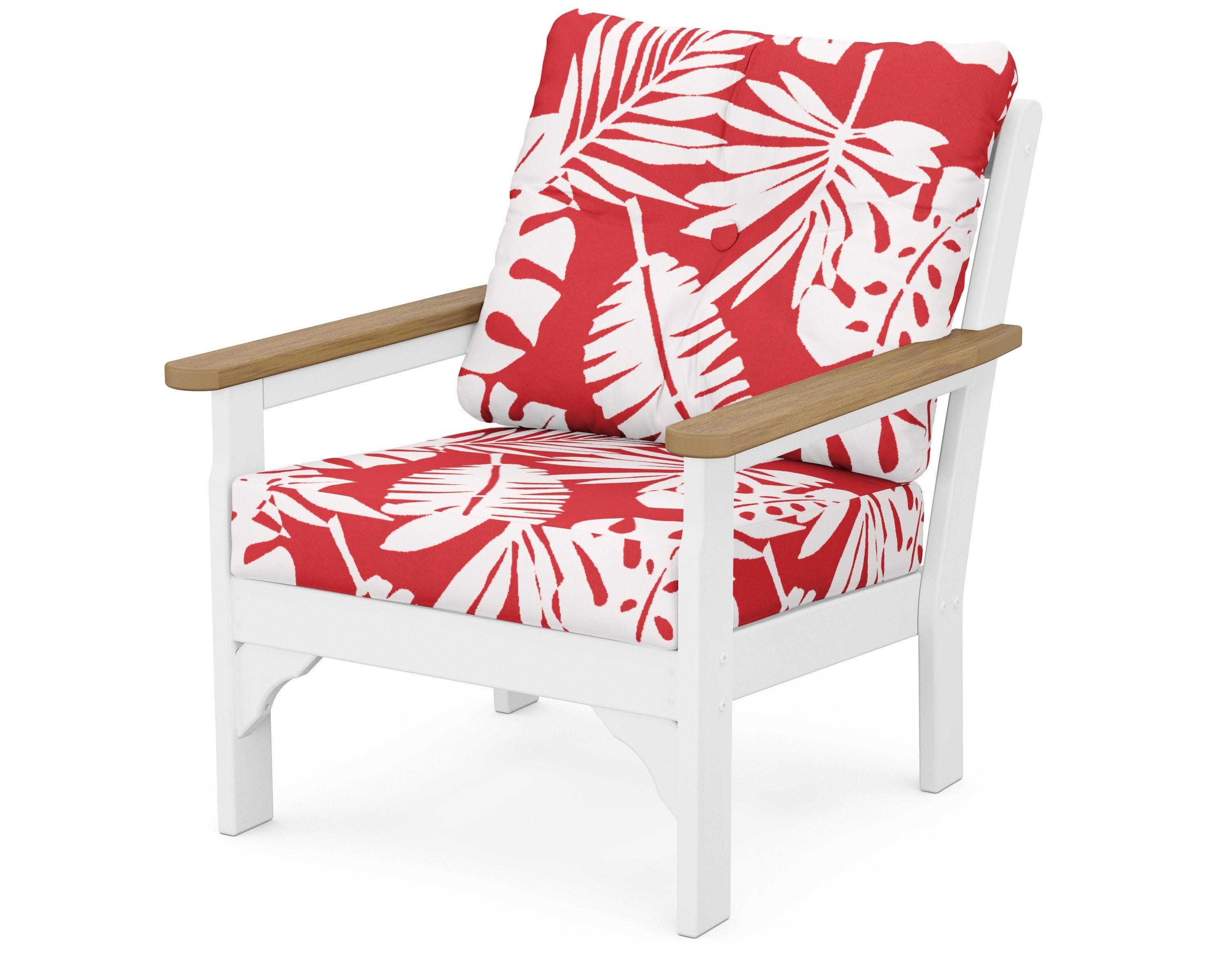 Vineyard Deep Seating Chair in White / Natural / Leaf Crimson
