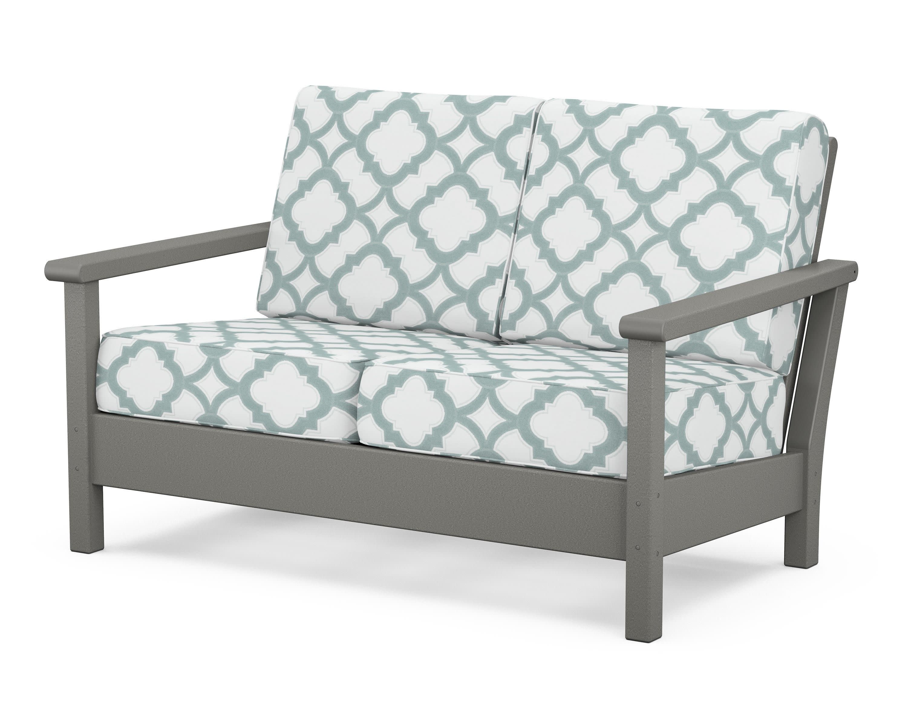 Harbour Deep Seating Loveseat in Slate Grey / Trellis Glacier Spa