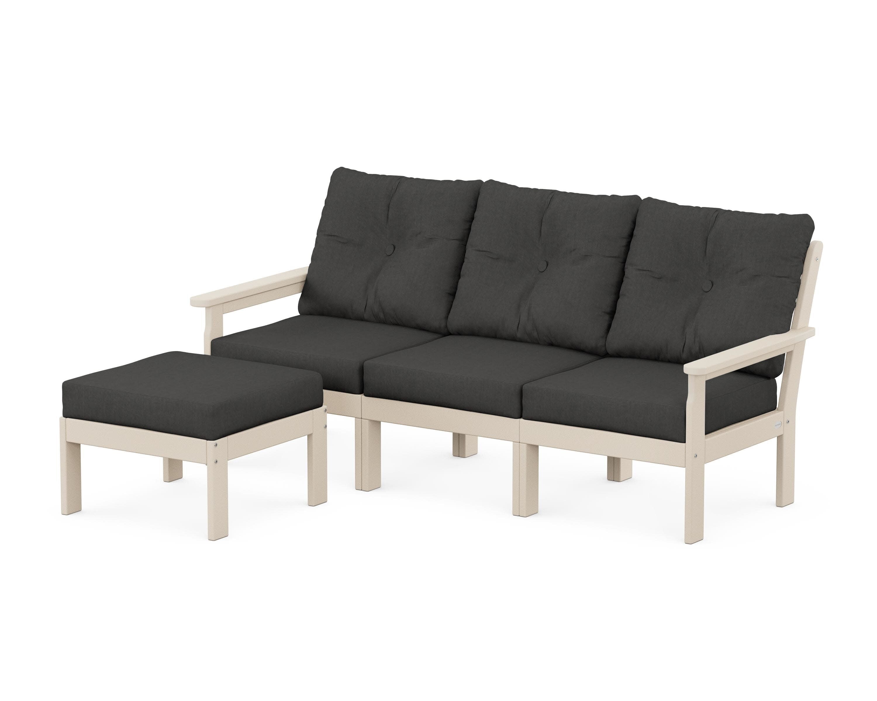 Vineyard 4-Piece Sectional with Ottoman in Sand / Spectrum Carbon