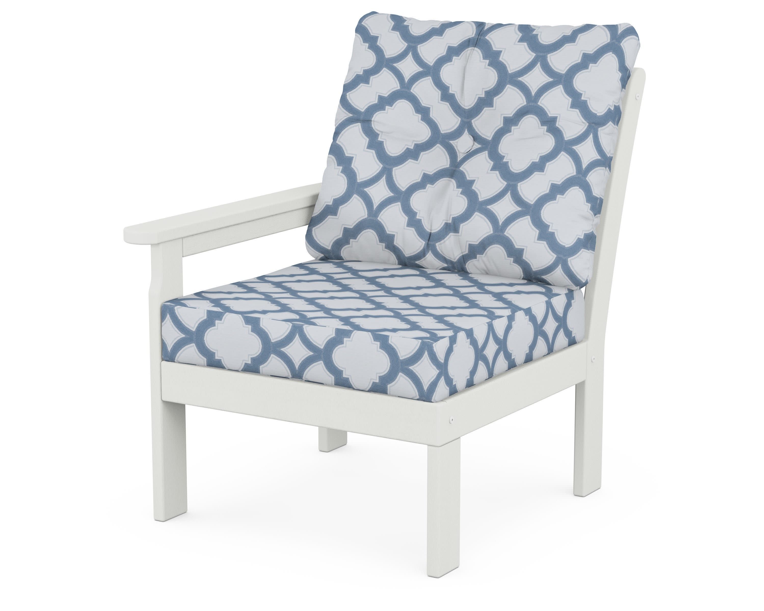Vineyard Modular Left Arm Chair in Vintage White / Trellis Sky Blue