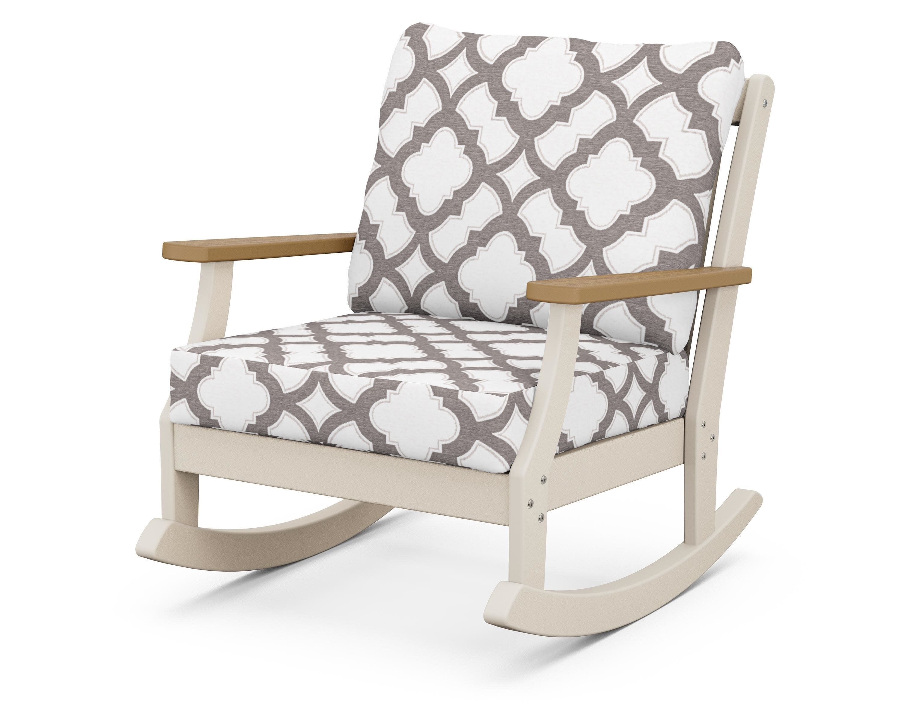 Braxton Deep Seating Rocking Chair in Sand / Natural / Trellis Grey Mist