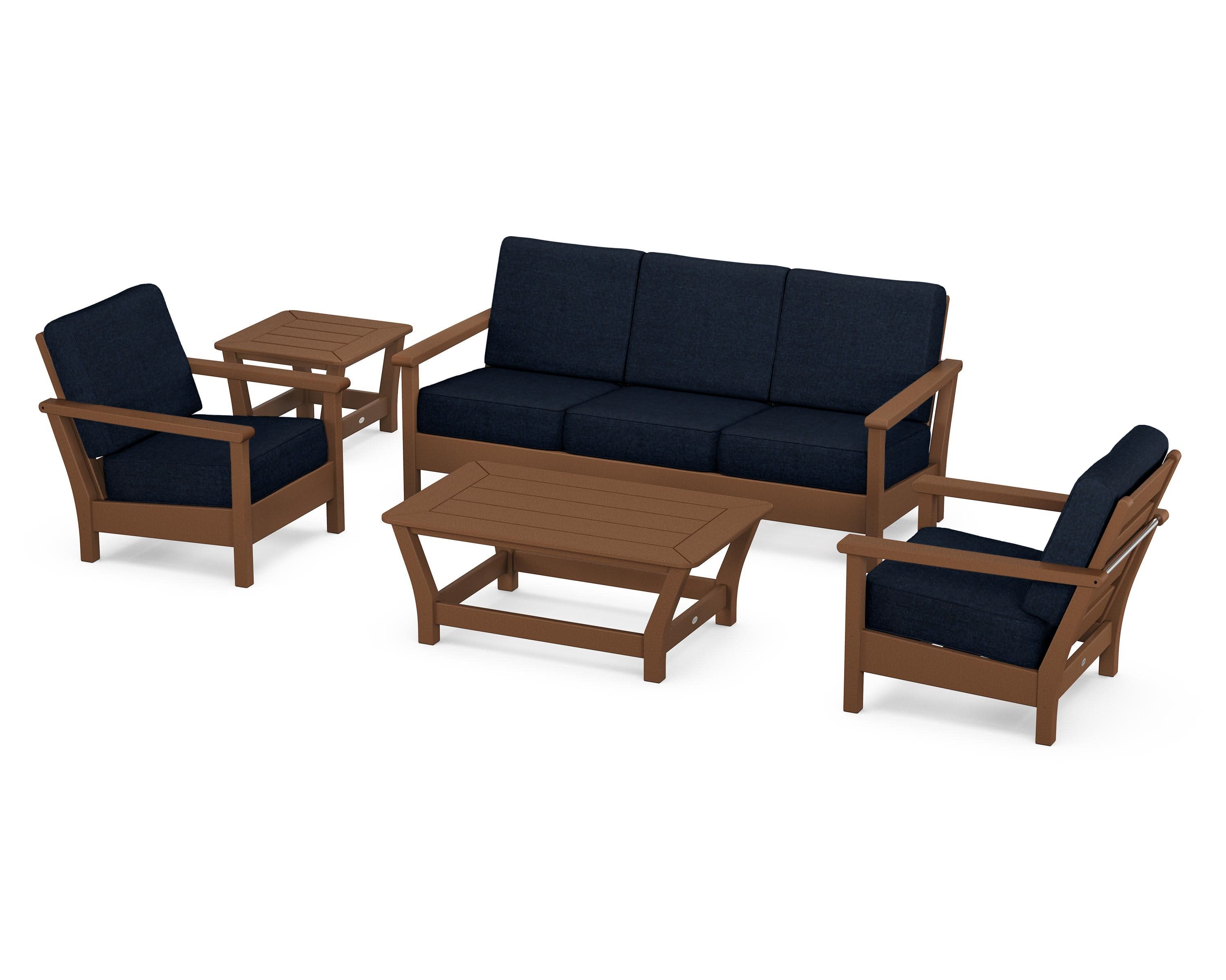 Harbour 5-Piece Deep Seating Set in Teak / Marine Indigo
